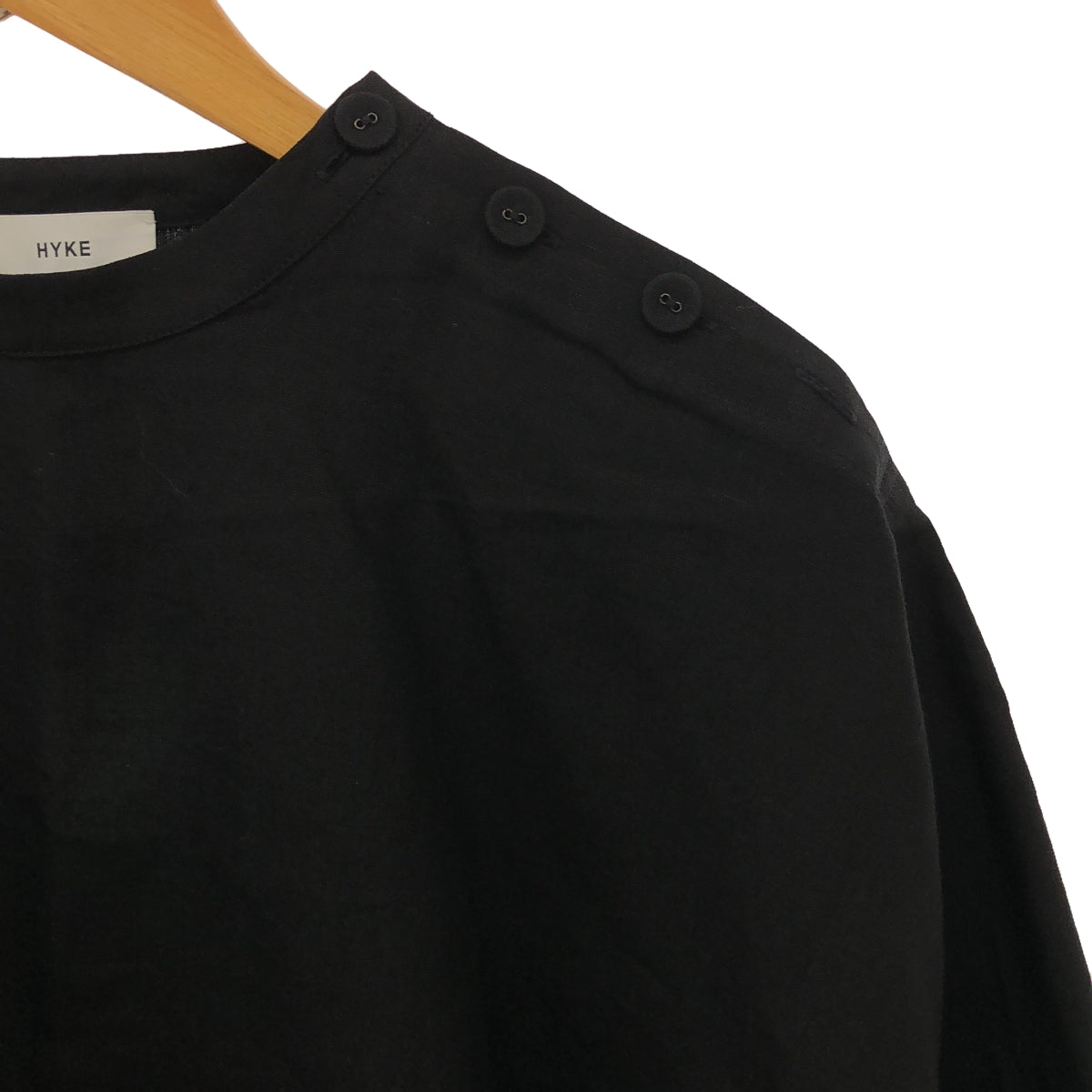 【美品】 HYKE / ハイク | 2022SS | LINEN PONCHO リネン ポンチョ オーバーサイズ プルオーバー ブラウス | F | ブラック | レディース