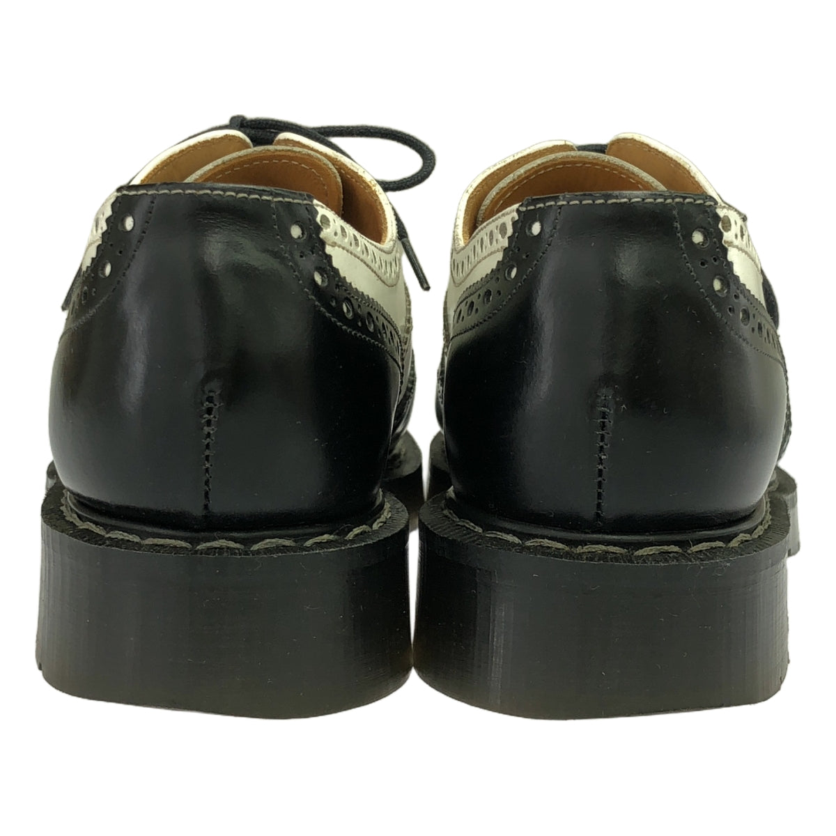 SOLOVAIR | 5 Eye Brogue Shoe Medallion Wingtip Leather Shoes | 7 | Black | Men's