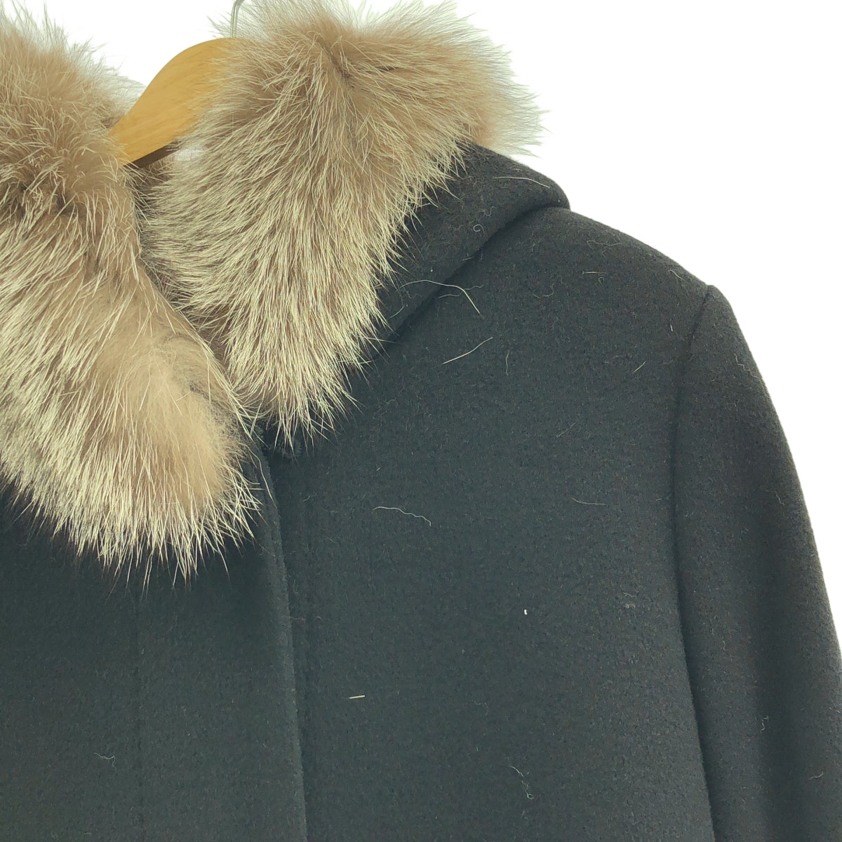 ESNATION | 狐狸毛連帽長大衣 | 尺寸 40 | 黑色 | 女款