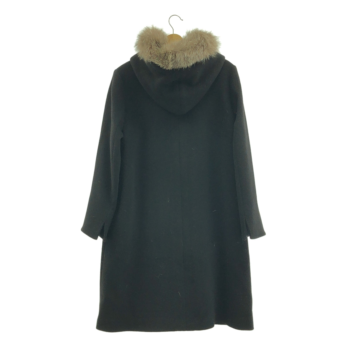 ESNATION | 狐狸毛連帽長大衣 | 尺寸 40 | 黑色 | 女款