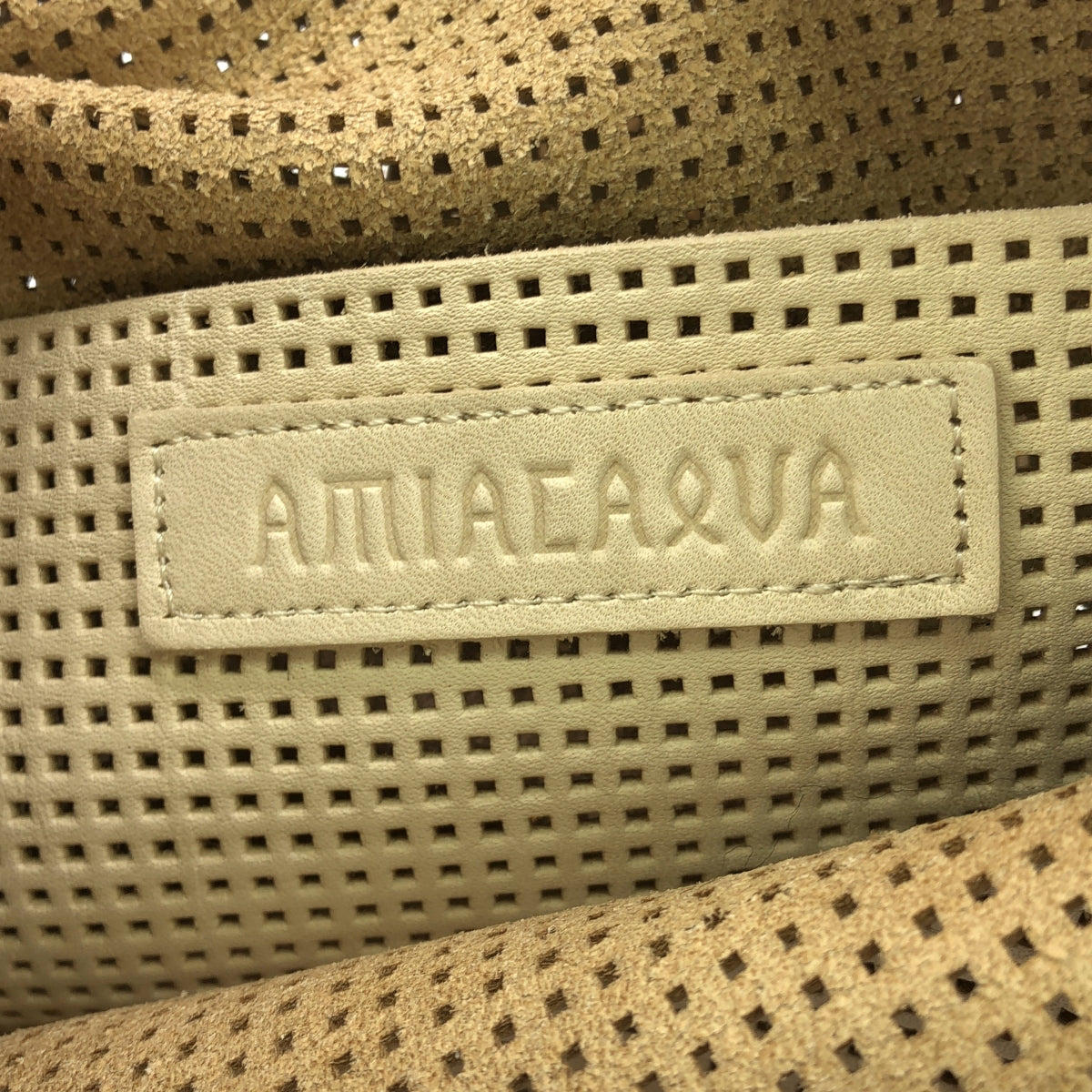 【美品】 AMIACALVA / アミアカルヴァ | MESH LEATHER PAPER BAG エンボスレザー トートバッグ | ベージュ/オフホワイト | レディース