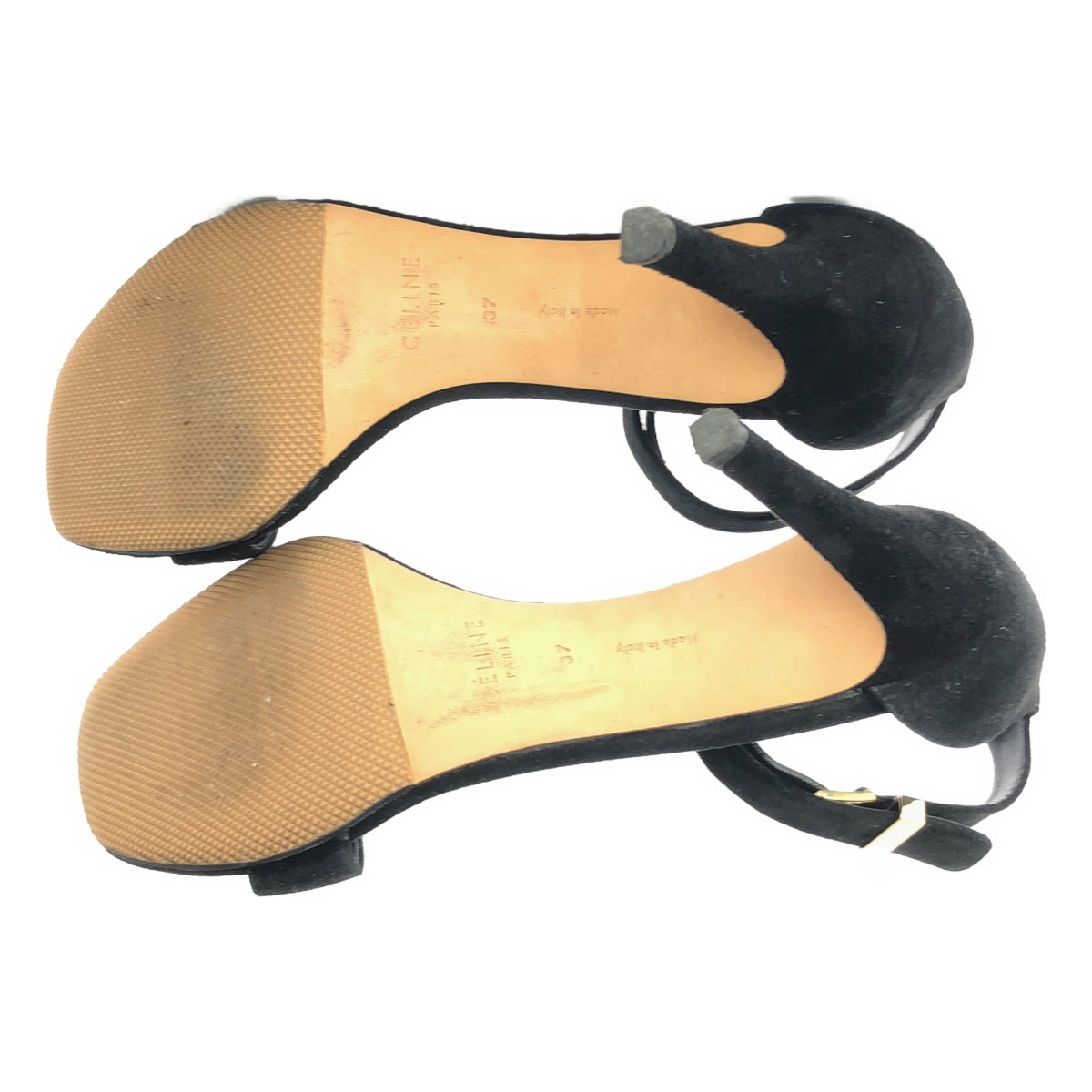 CELINE / セリーヌ | フィービー期 レザー スエード ストラップ アイコニック パンプス | 37 | ブラック | レディース