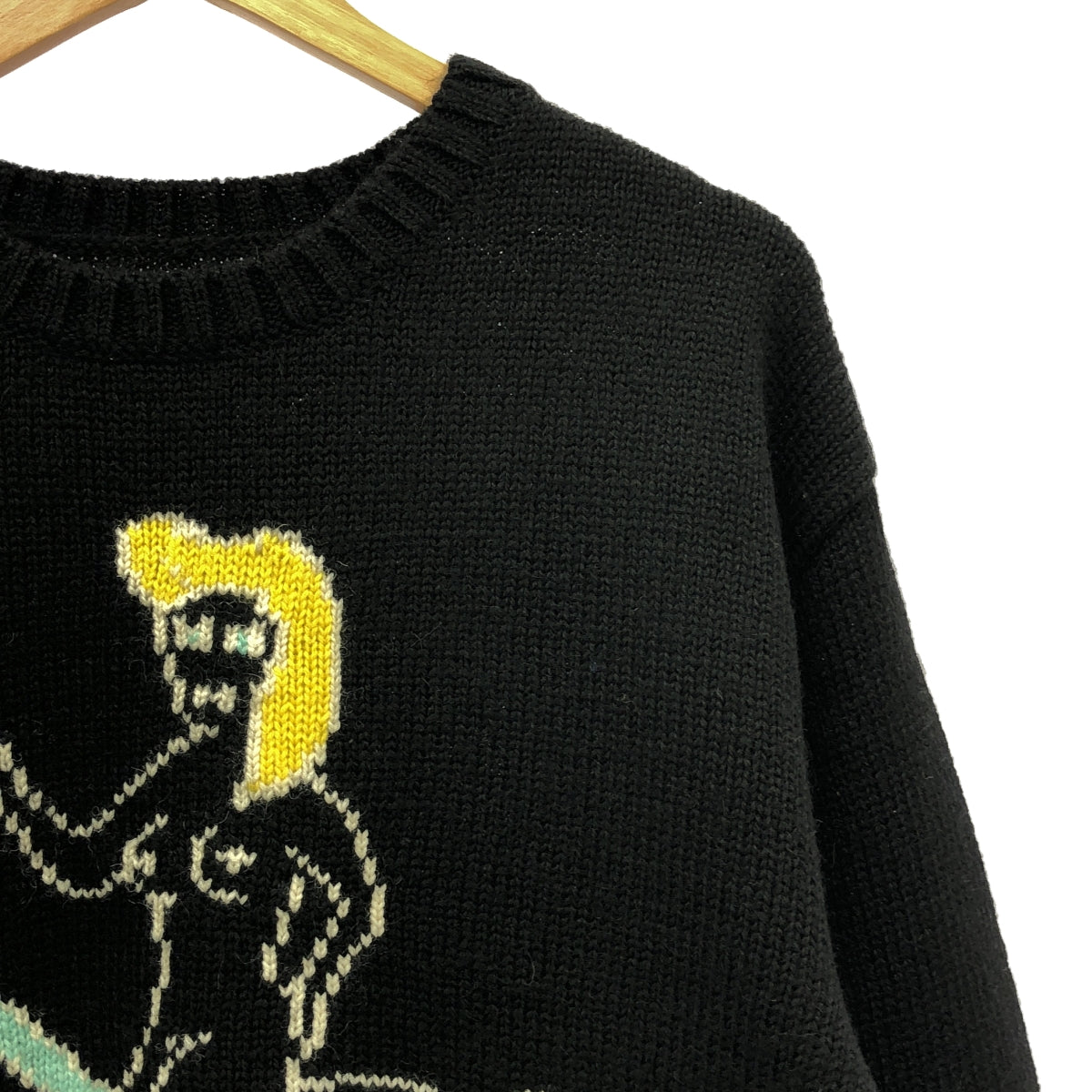 【新品】  WACKO MARIA / ワコマリア | 2023AW | INTARSIA CREW NECK SWEATER ニット | M | ブラック | メンズ