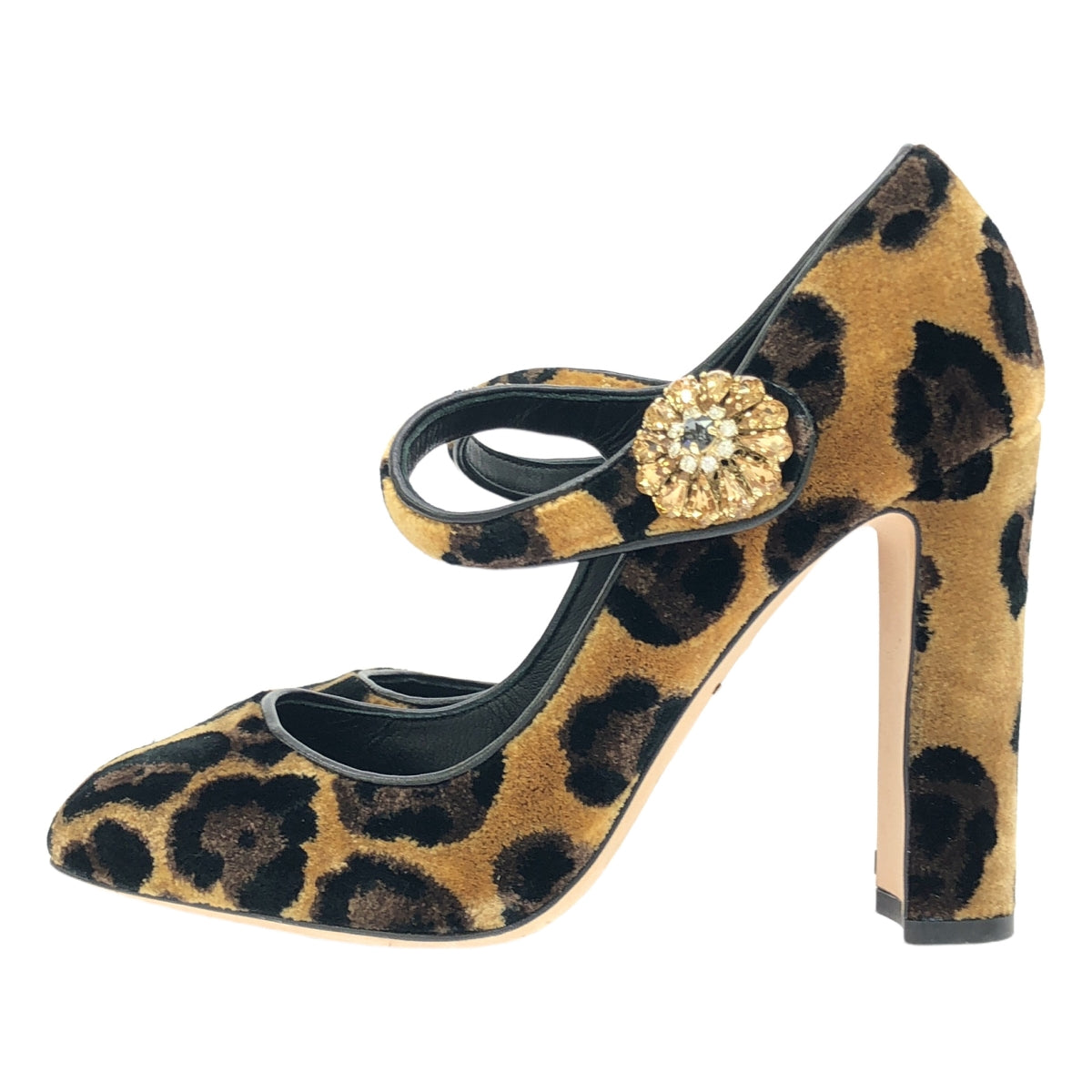 DOLCE & GABBANA / Dolce & Gabbana Dolgaba | Beaded Leopard Strap Pumps | 37 | Women's