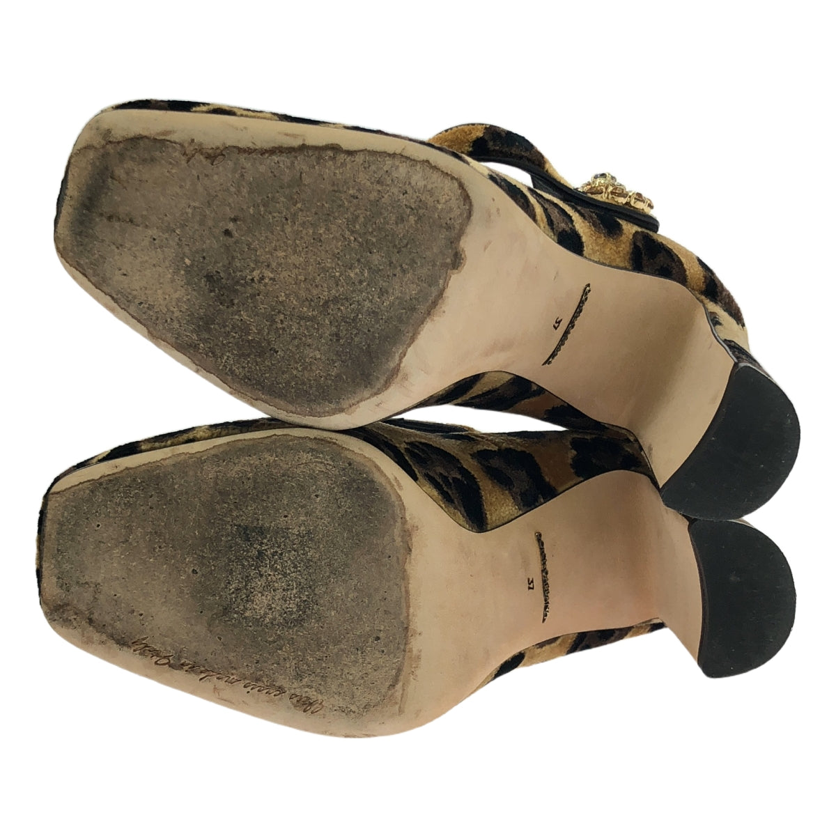 DOLCE & GABBANA / Dolce & Gabbana Dolgaba | Beaded Leopard Strap Pumps | 37 | Women's