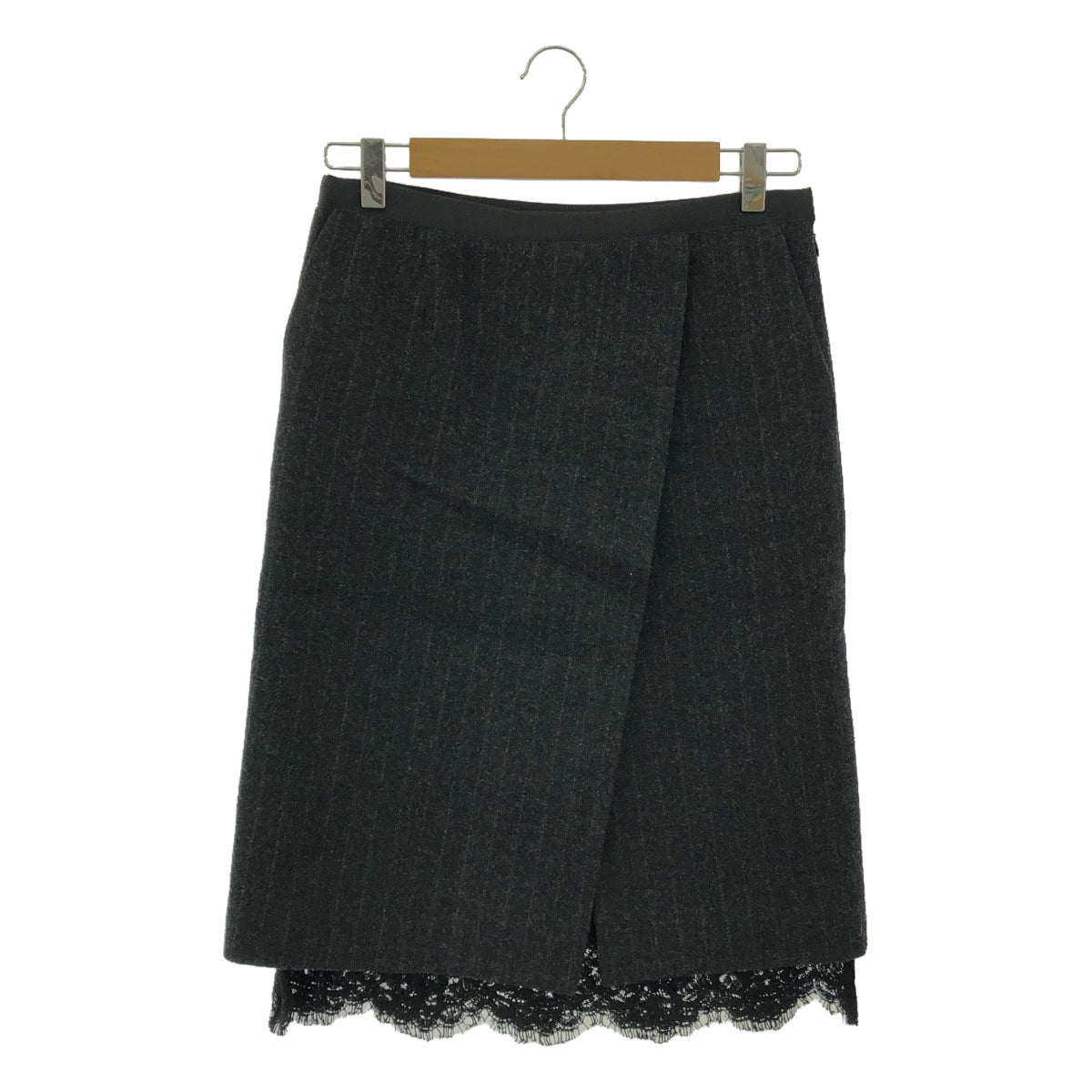 sacai luck / サカイラック | ウール ストライプ スリットスカート | 2 | チャコールグレー | レディース