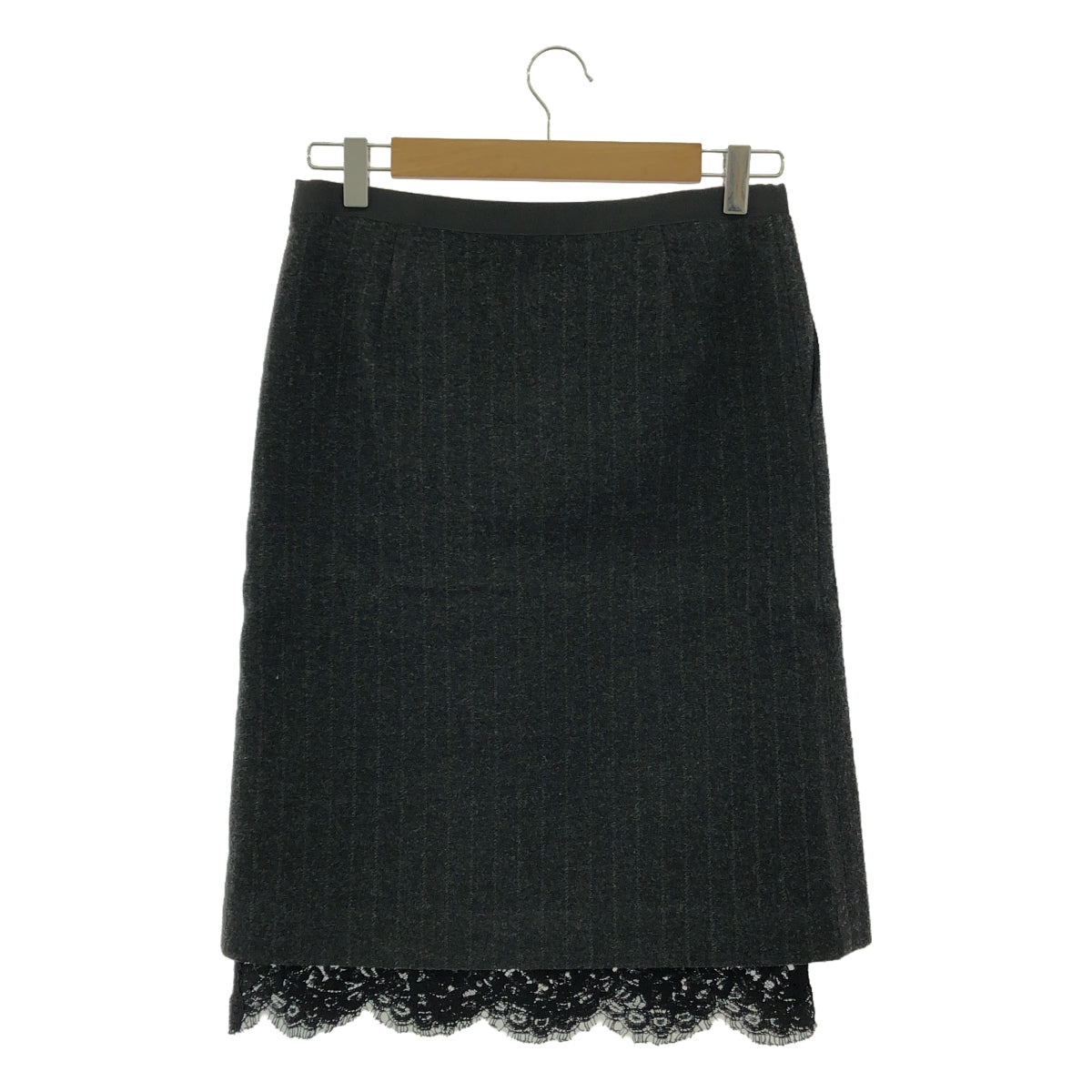 sacai luck / サカイラック | ウール ストライプ スリットスカート | 2 | チャコールグレー | レディース