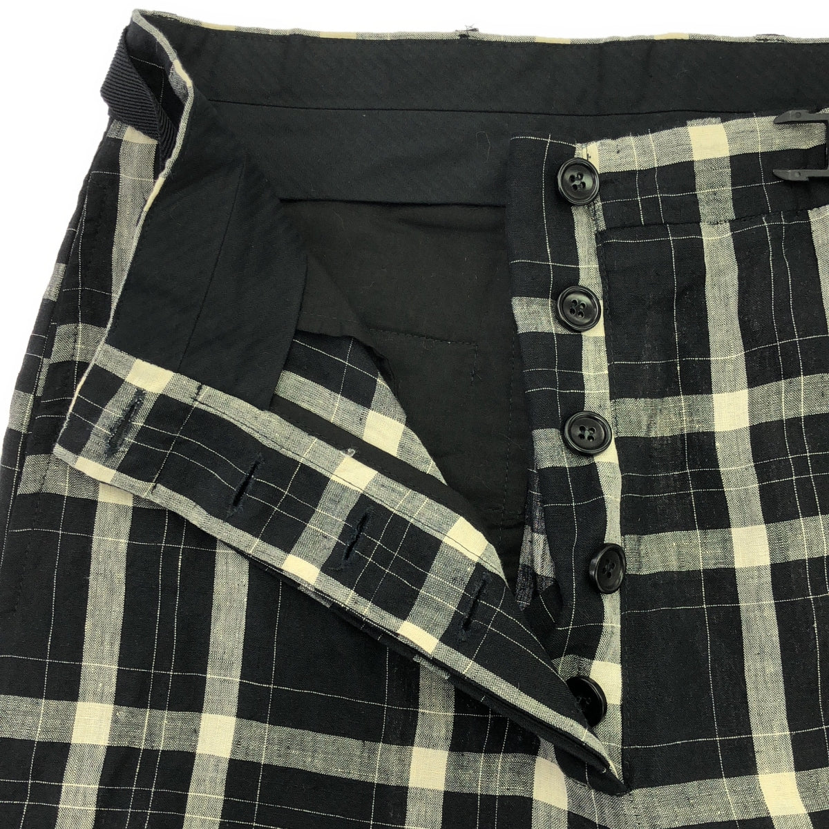 【美品】 HACHE / アッシュ | リネン ドローストリング パンツ | 38 | ブラック/グレー/ホワイト系 | レディース