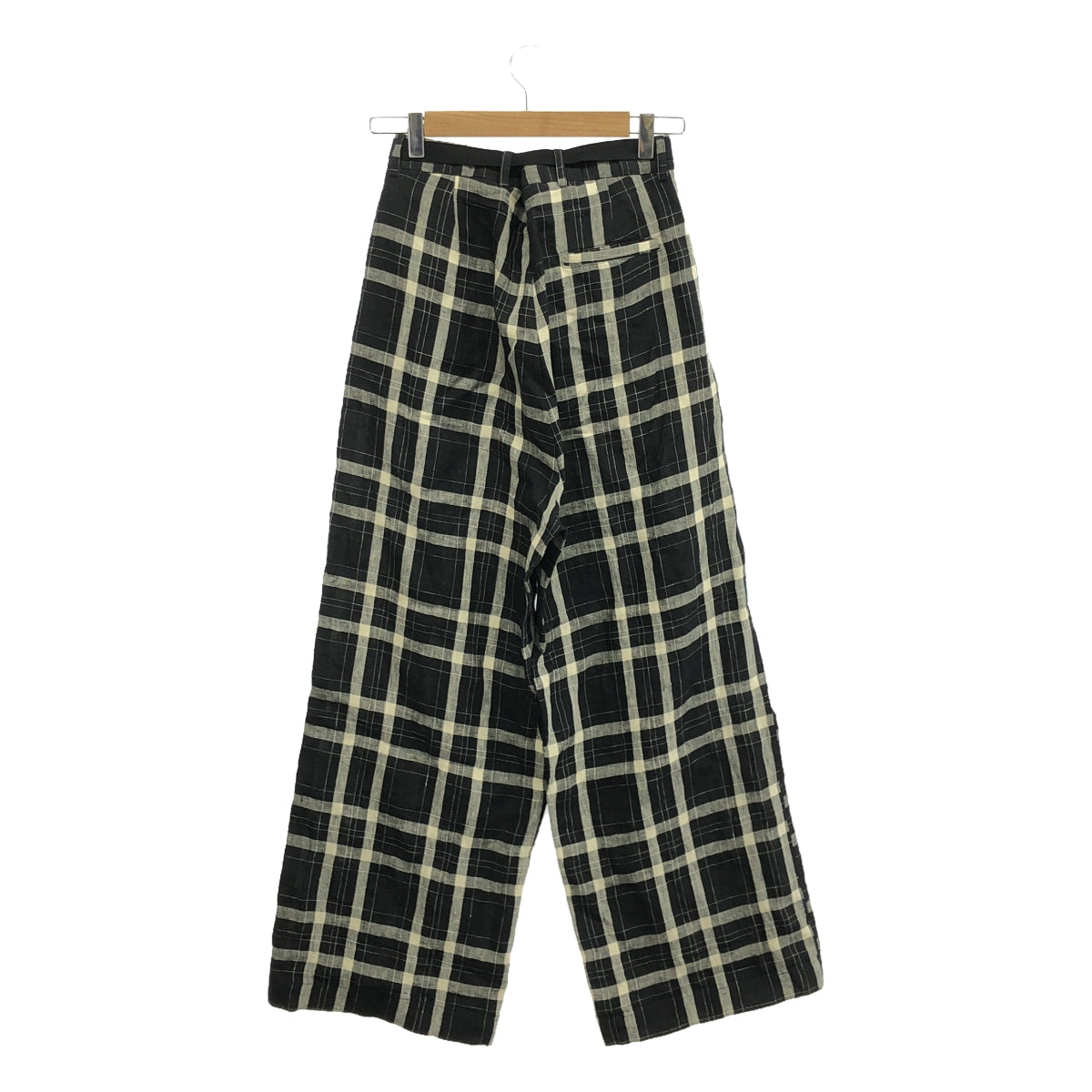 【美品】 HACHE / アッシュ | リネン ドローストリング パンツ | 38 | ブラック/グレー/ホワイト系 | レディース