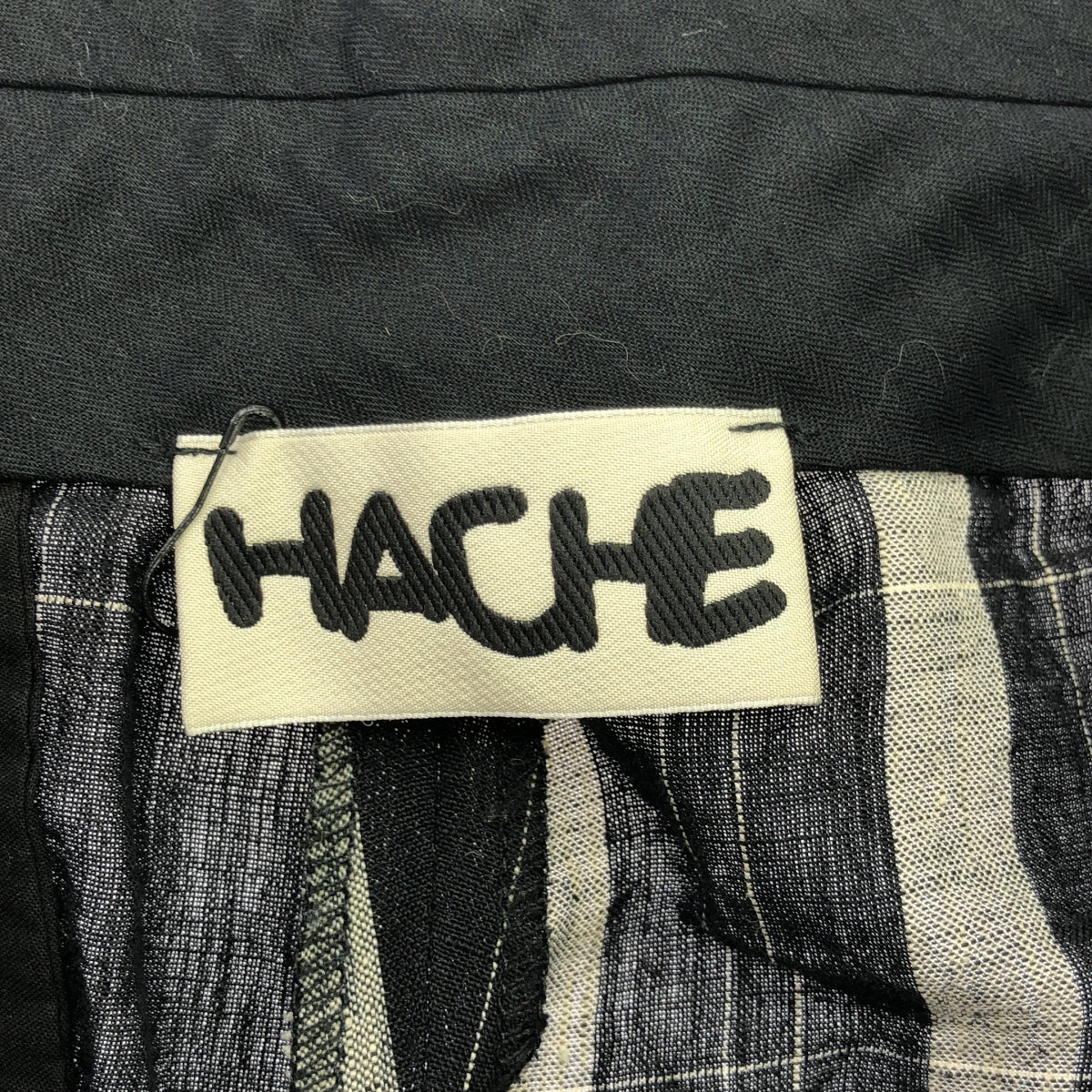 【美品】 HACHE / アッシュ | リネン ドローストリング パンツ | 38 | ブラック/グレー/ホワイト系 | レディース