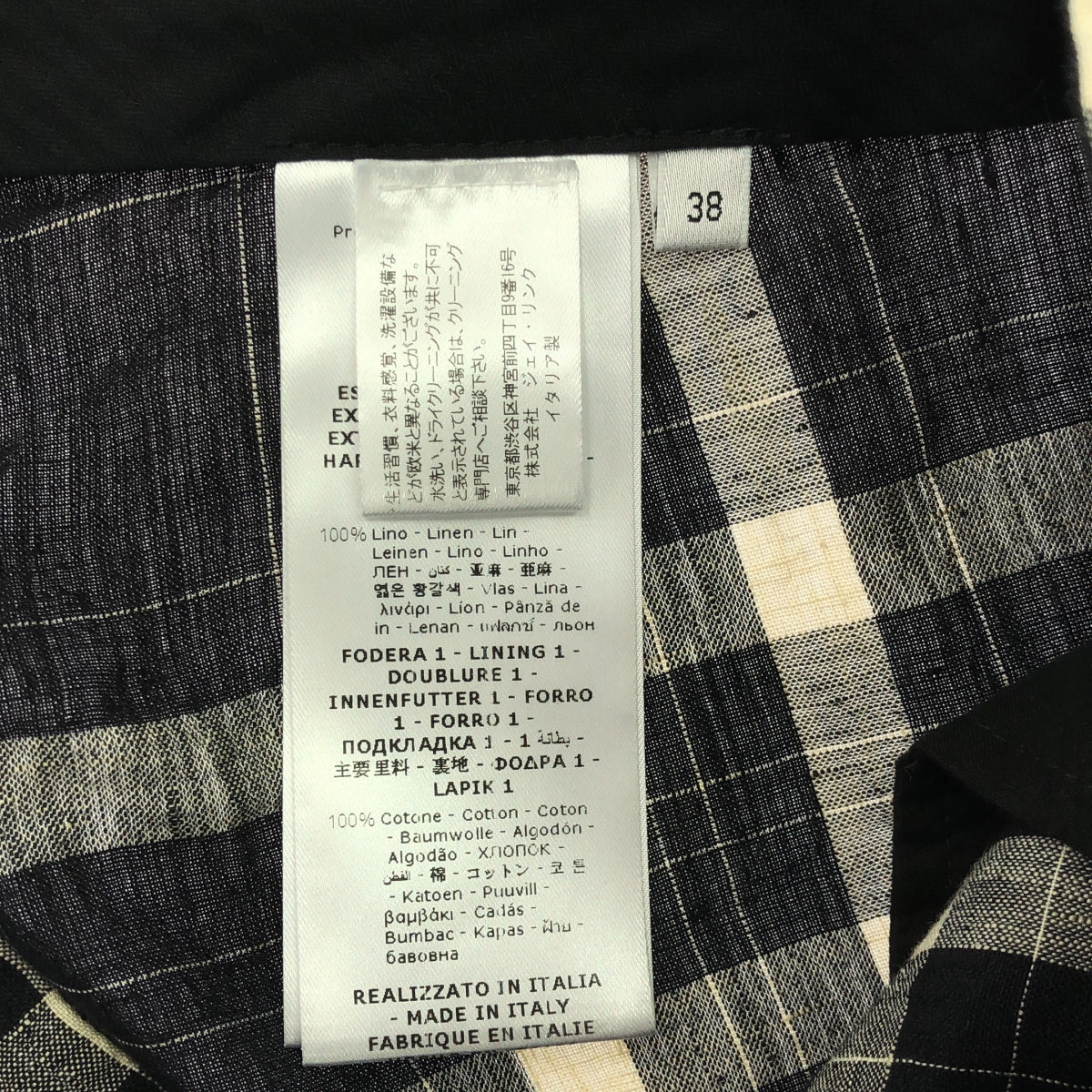 【美品】 HACHE / アッシュ | リネン ドローストリング パンツ | 38 | ブラック/グレー/ホワイト系 | レディース