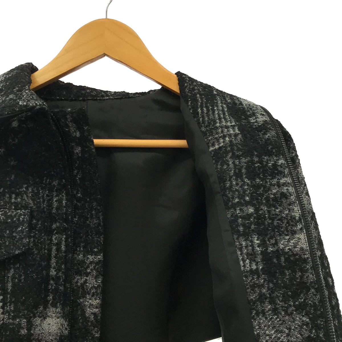 【新品】 Yohji Yamamoto FEMME / ヨウジヤマモトファム | 2024AW | チェック ジャガード ジャケット | 2 | ブラック | レディース
