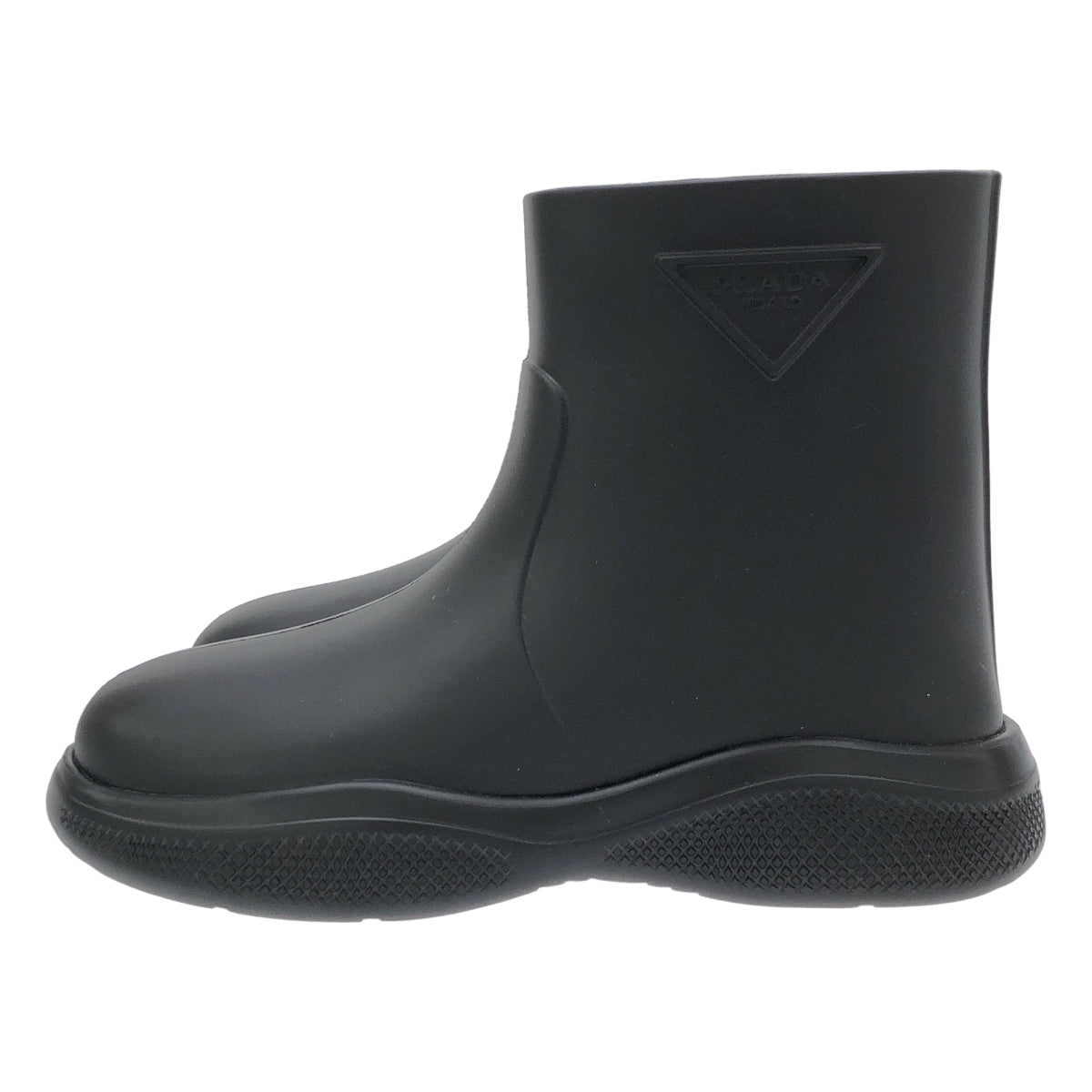 【美品】  PRADA / プラダ | トライアングルロゴ ラバー ブーツ | 35 | ブラック | レディース
