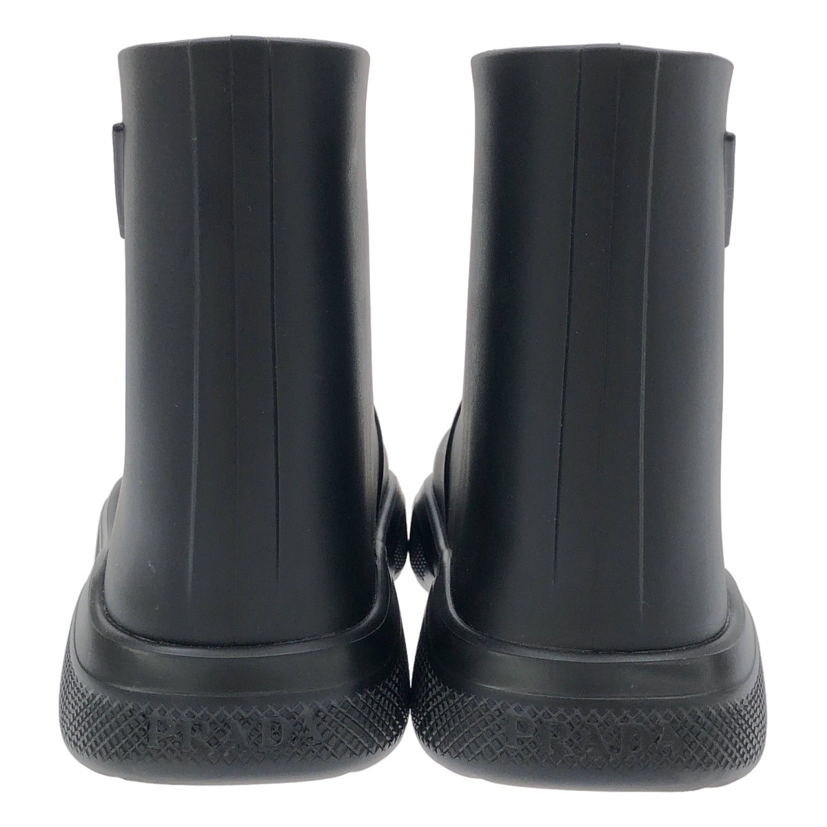 【美品】  PRADA / プラダ | トライアングルロゴ ラバー ブーツ | 35 | ブラック | レディース