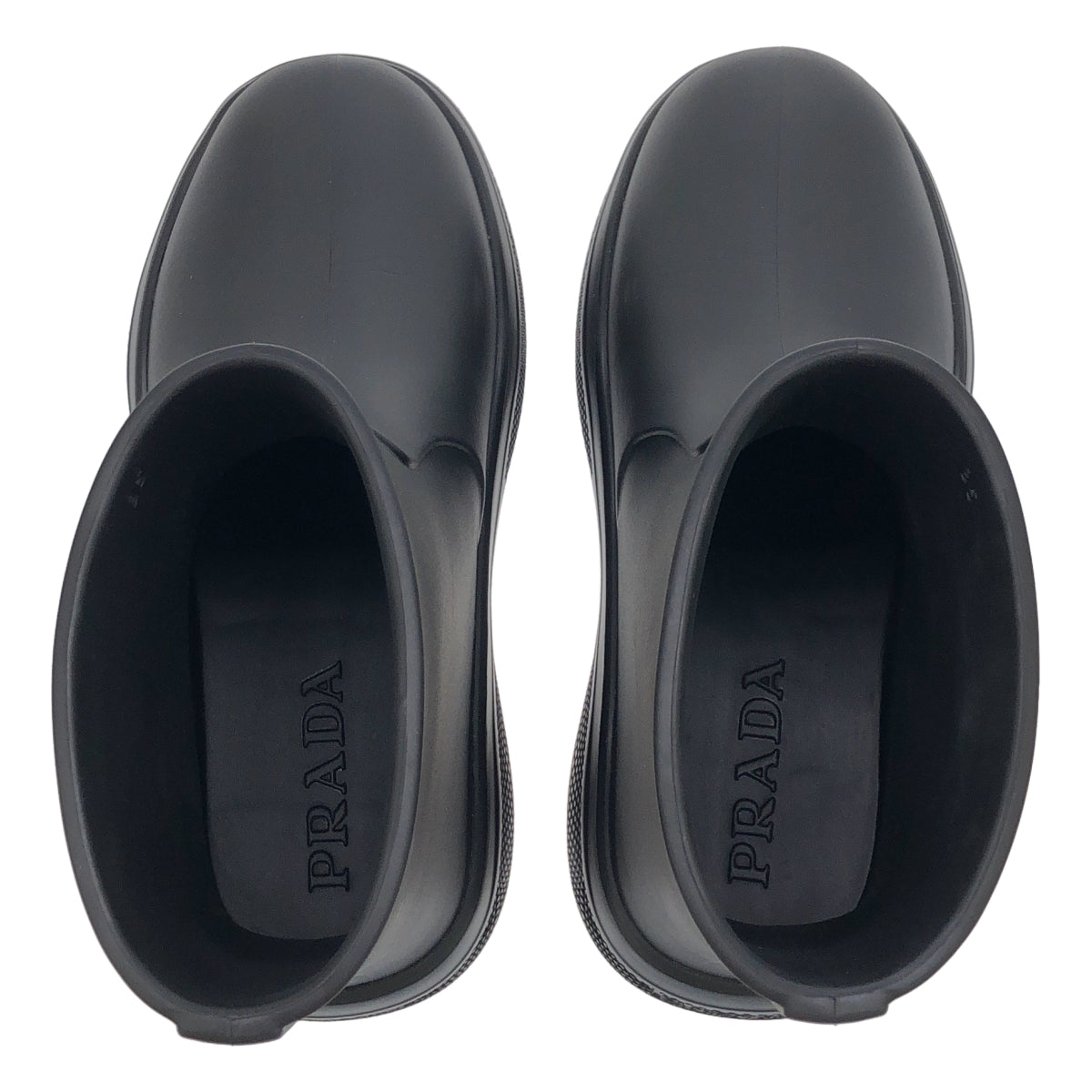 【美品】  PRADA / プラダ | トライアングルロゴ ラバー ブーツ | 35 | ブラック | レディース