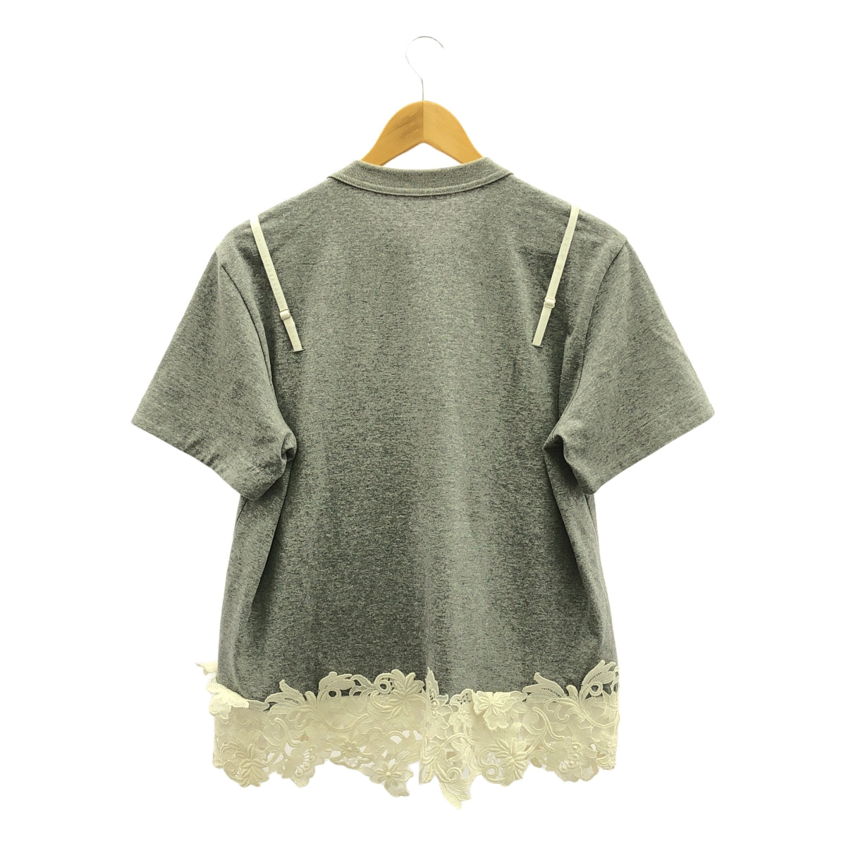 sacai | Lace Trim Cotton Jersey Cotton Lace Pocket T-shirt | 2 | Women's
