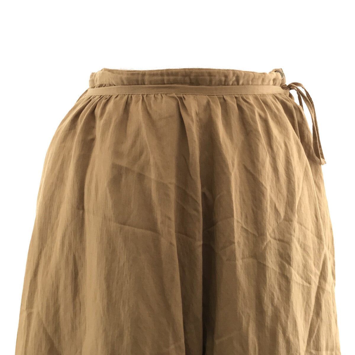 鈴木貴之 / 鈴木貴之 | 鈴木貴之長裙 萊賽爾亞麻棉裹身褶皺長裙 |米色 |女性的