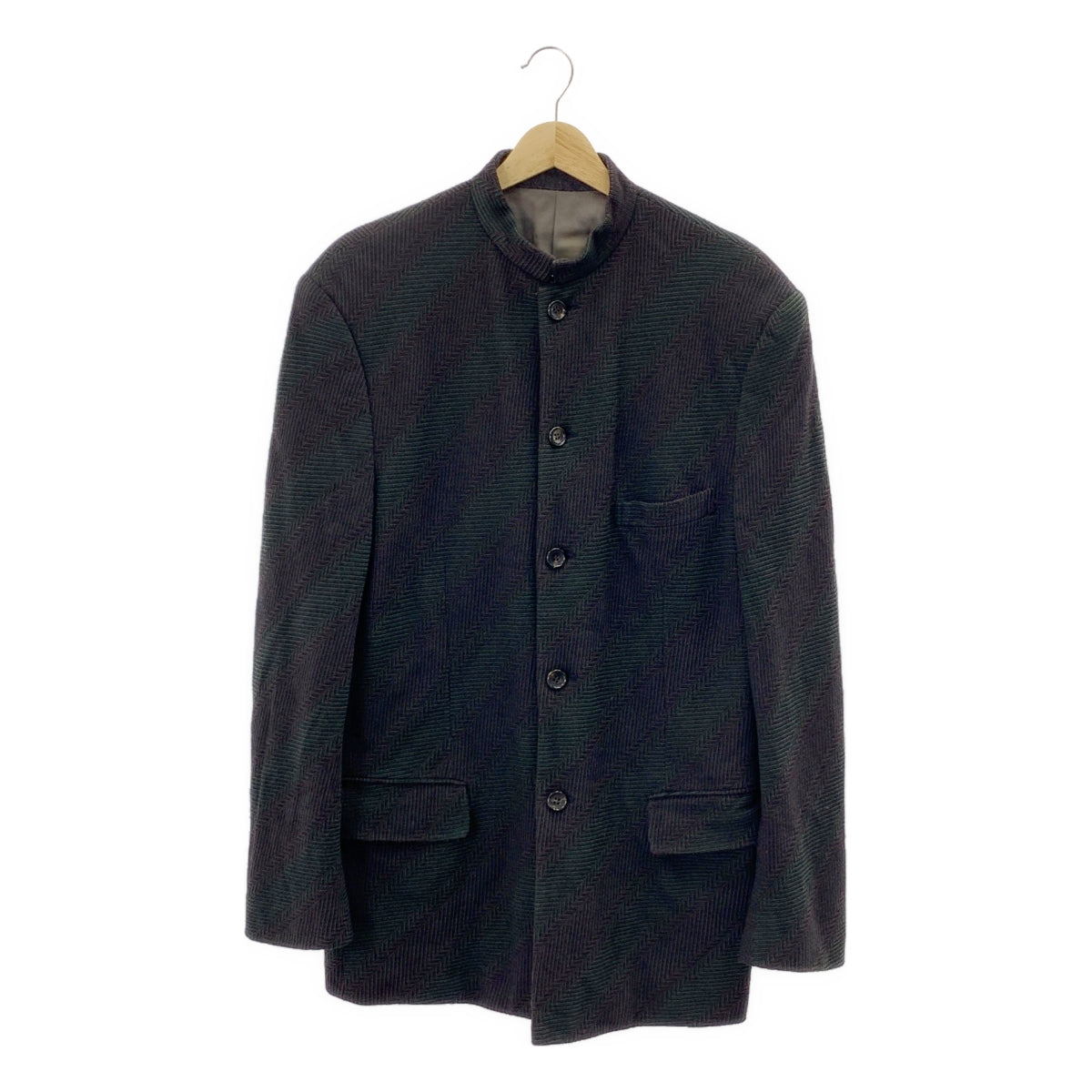 COMME des GARCONS HOMME PLUS / 콤데 갤슨 옴플루스 | 1997AW | 울 바이어스 스트라이프 스탠드 컬러 재킷 | M | 남성