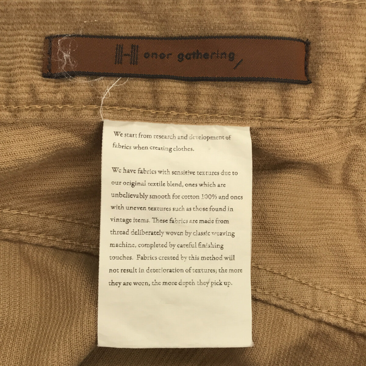 Honor gathering | Corduroy 5P straight pants | L | Beige | Men's