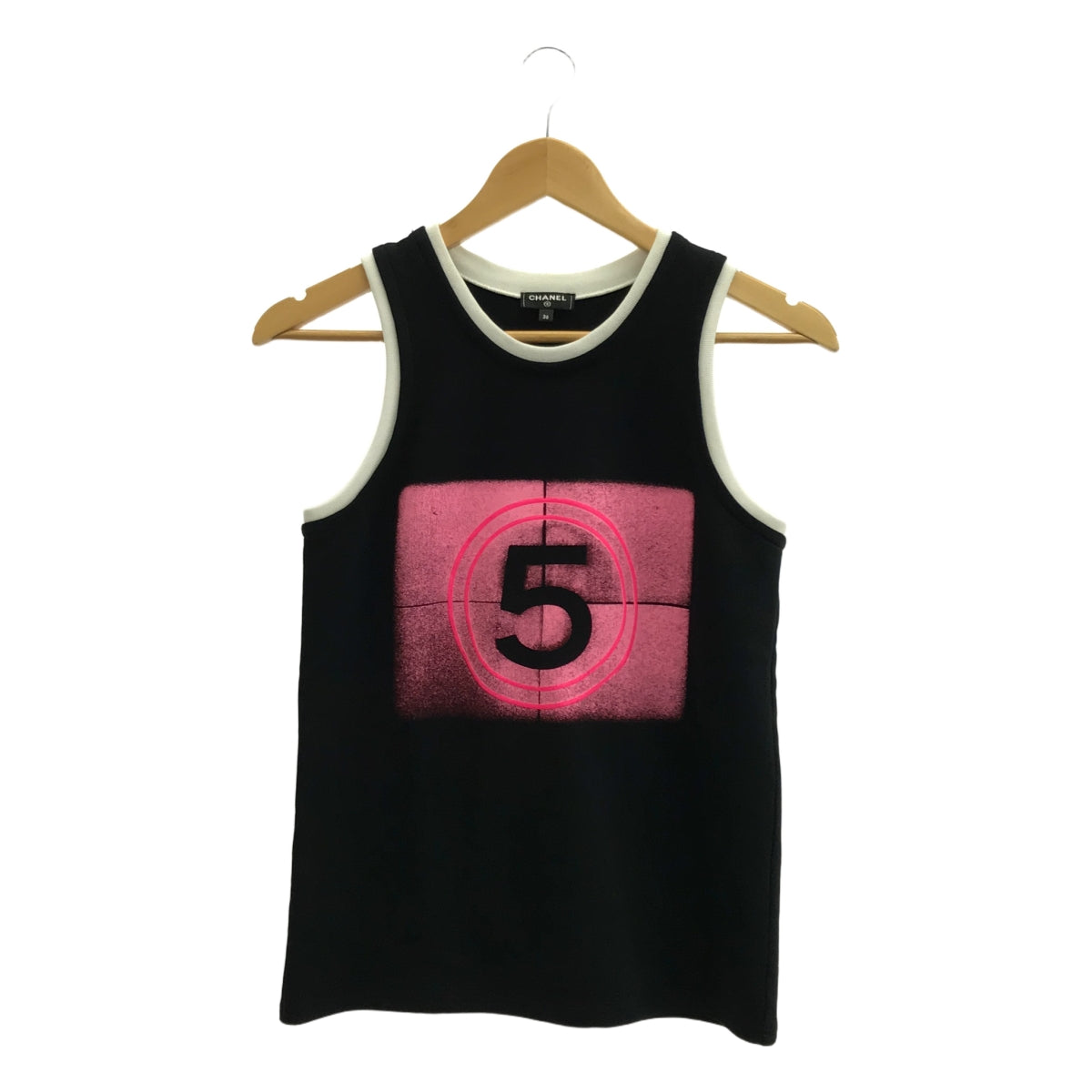 CHANEL | Coco Mark Numbering Layered Rib Sweat Tank Top Cut and Sew | 36 | Women's