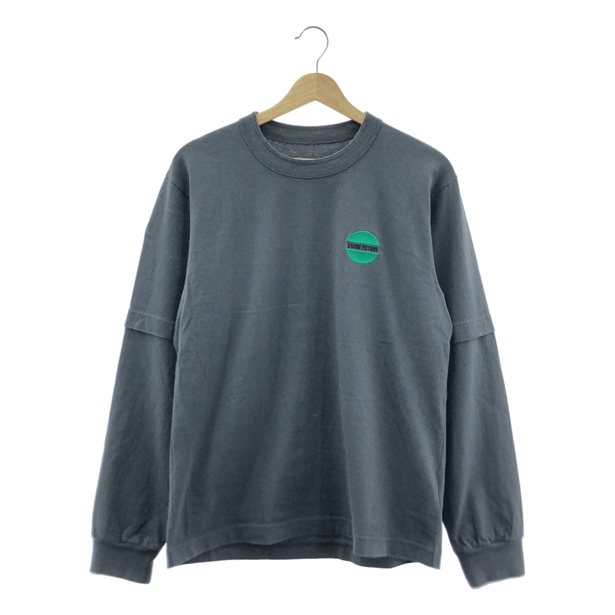 sacai / 사카이 | 2024SS | KNOW FUTURE L / S T-Shirt 노우 퓨처 자수 긴 소매 T 셔츠 | 2 | 회색 | 남성