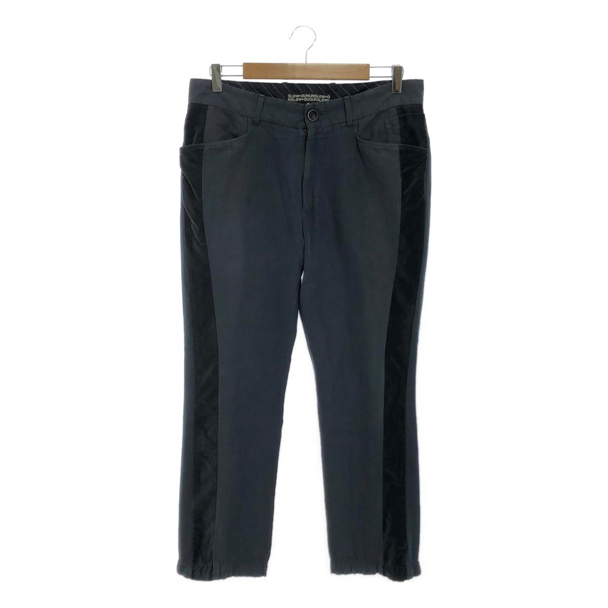 慢槍 |棉麻混合材質側線休閒褲 | 2 |灰色/黑色 |男士