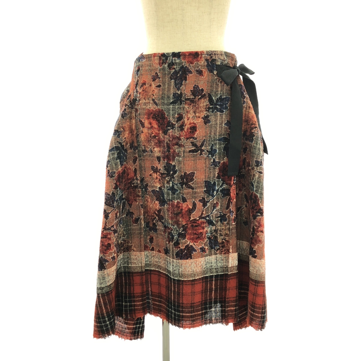 tricot COMME des GARCONS | 2016AW | Flower Jacquard Check Docking Ruffle Skirt | S | Women's