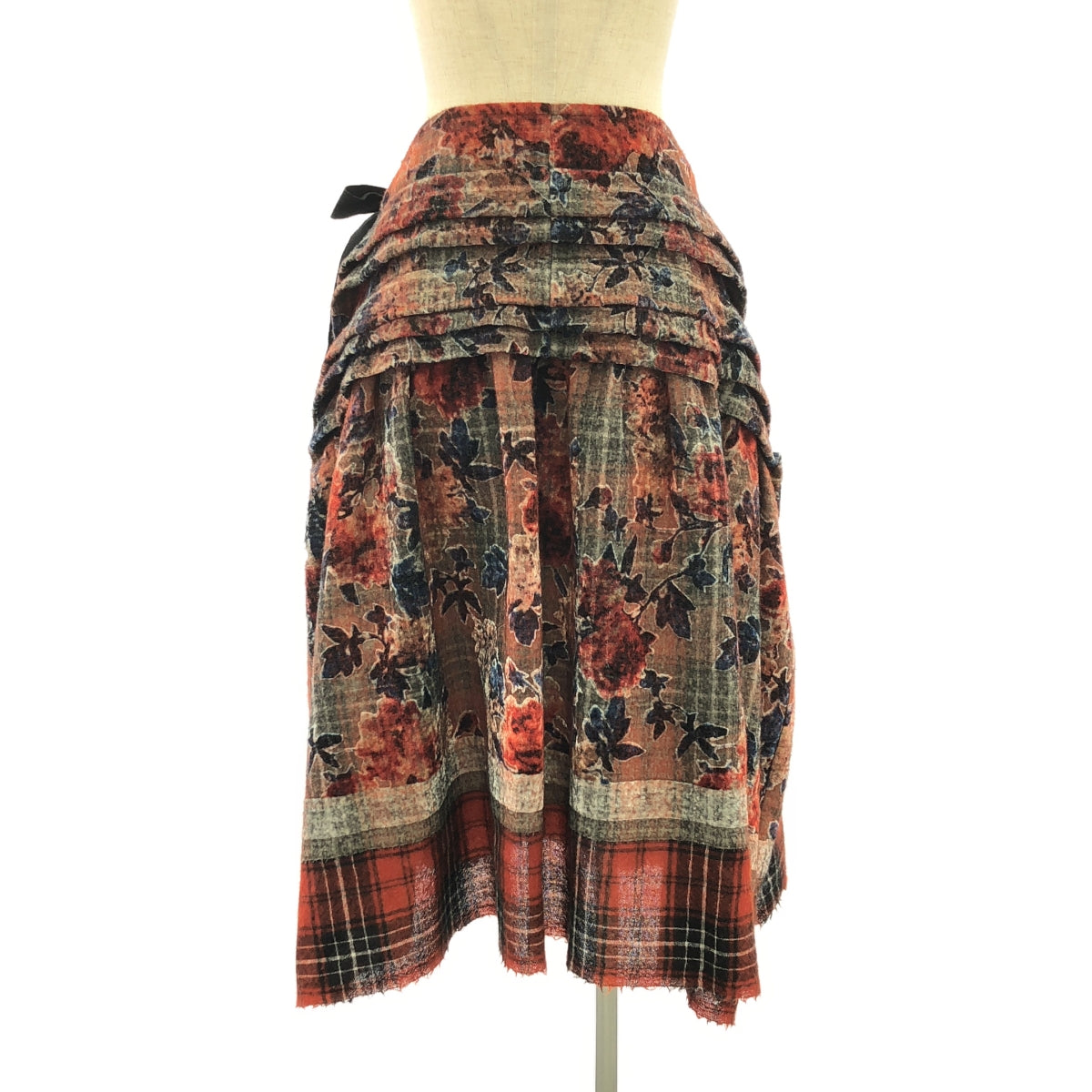 tricot COMME des GARCONS | 2016AW | Flower Jacquard Check Docking Ruffle Skirt | S | Women's