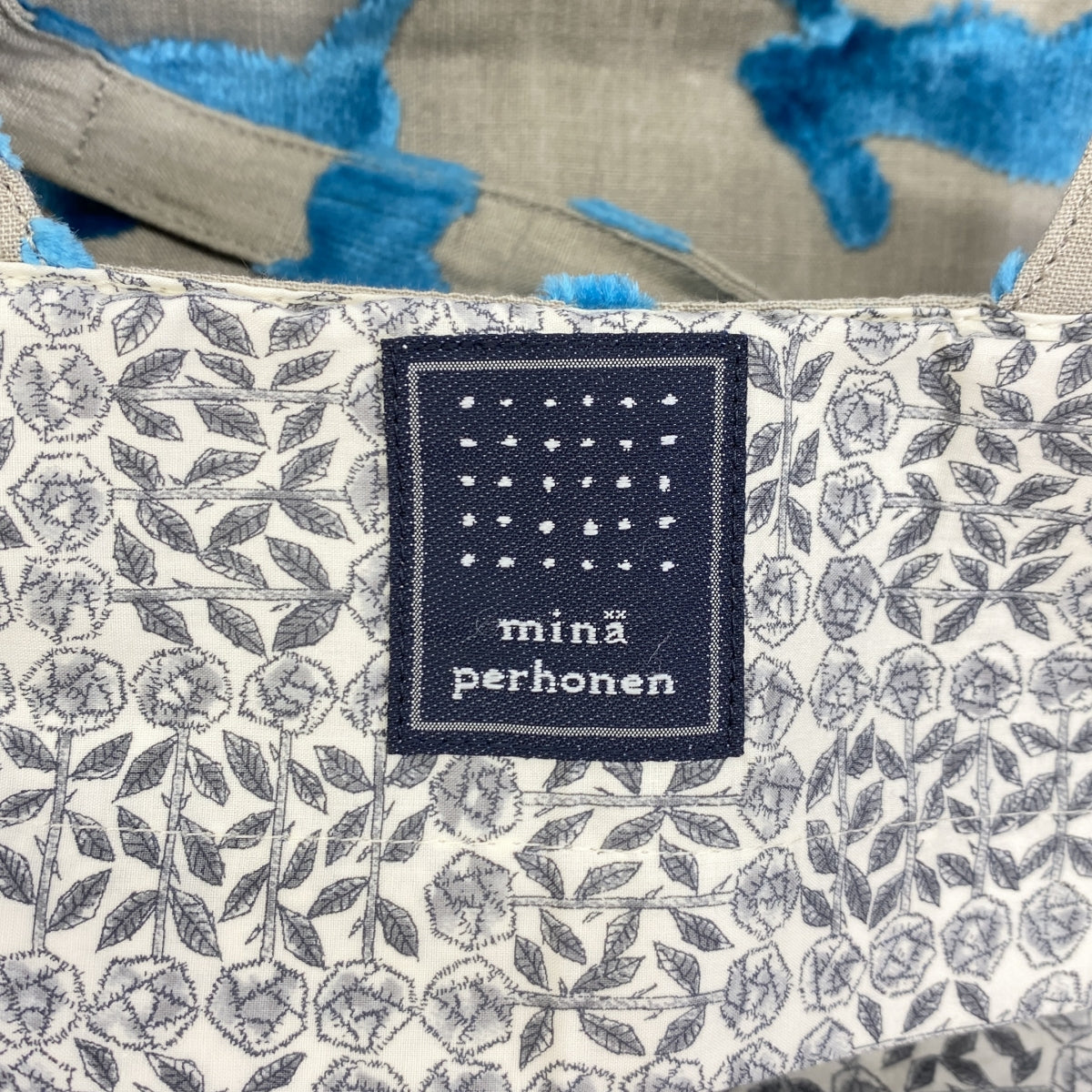 mina perhonen / mina perhonen | 2022SS | run run run run run run run linen x velour panini bag large |
