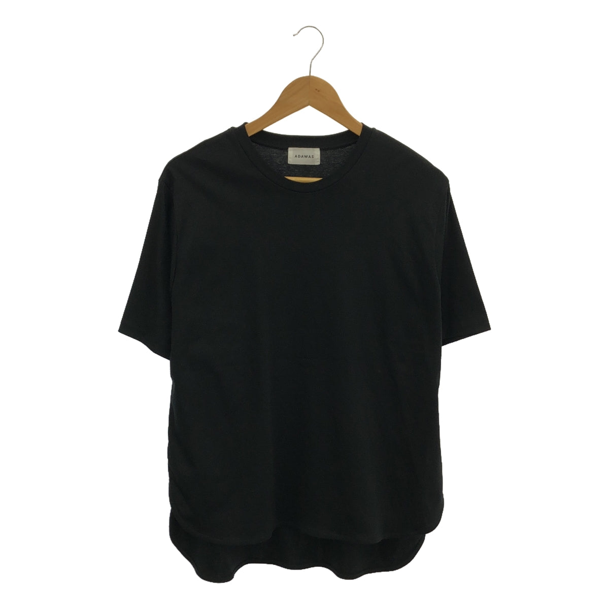 【美品】 ADAWAS / アダワス | SMOOTH JERSEY ROUND HEM T-SHIRT ラウンドヘム Tシャツ | F | ブラック | レディース
