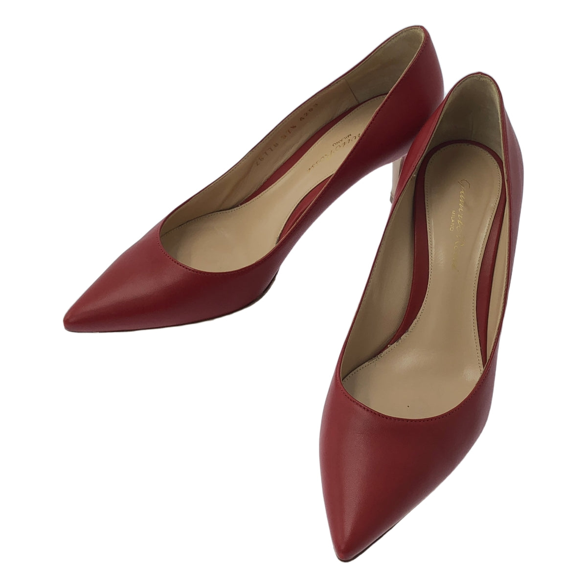 【미품】 Gianvito Rossi / 쟌비트로시 | G26770.70RIC.NAPTABS / 가죽 포인티드 투 펌프스 | 37 1/2 | 레드 | 여성