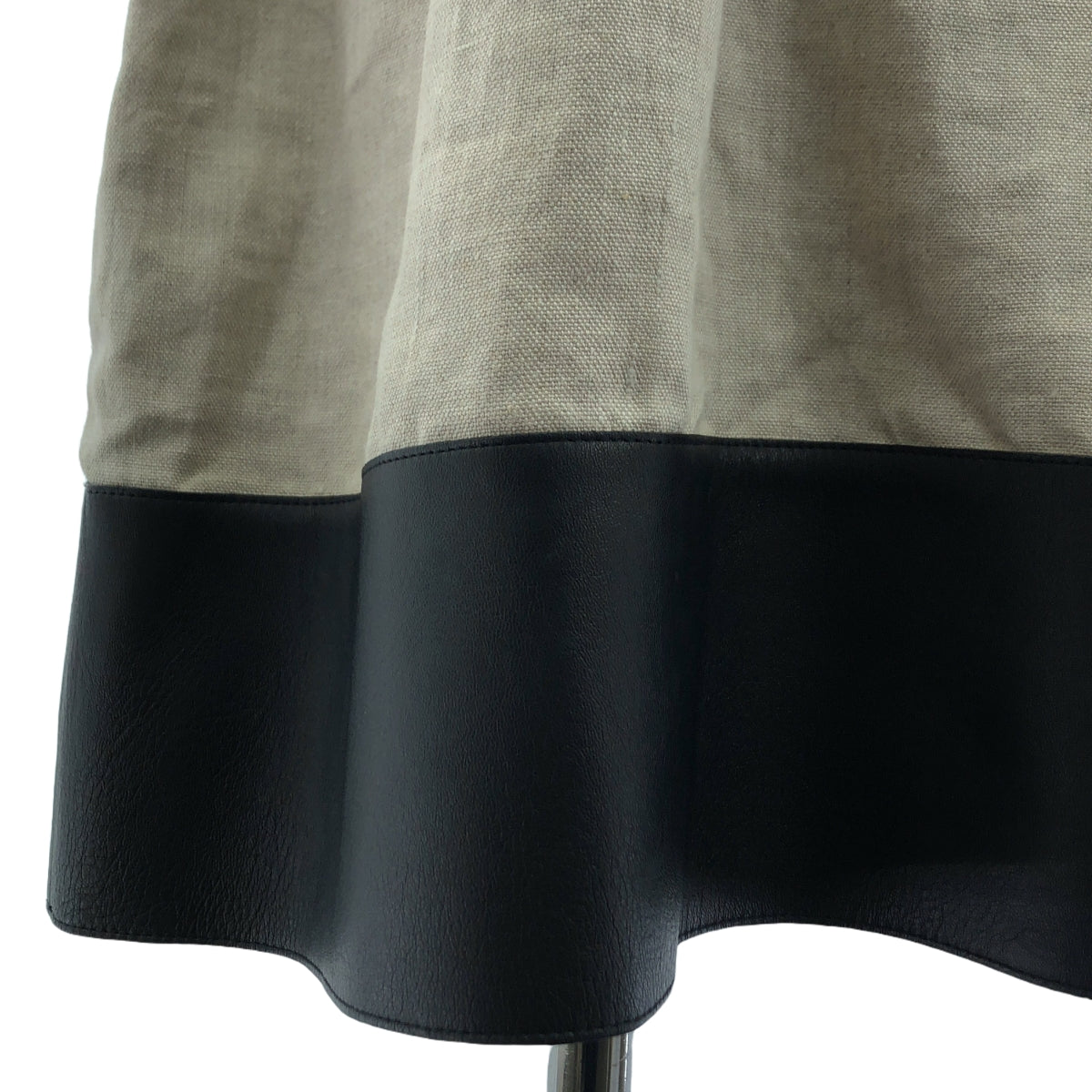 CELINE / セリーヌ | フィービー / レザー切替 ノースリーブワンピース | 36 | ブラック/レッド/ベージュ | レディース