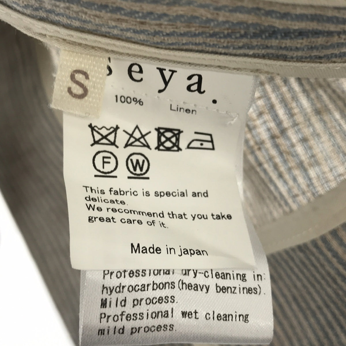 seya. / Seya | Vintage processed linen striped tailored jacket | S | Blue | Men's