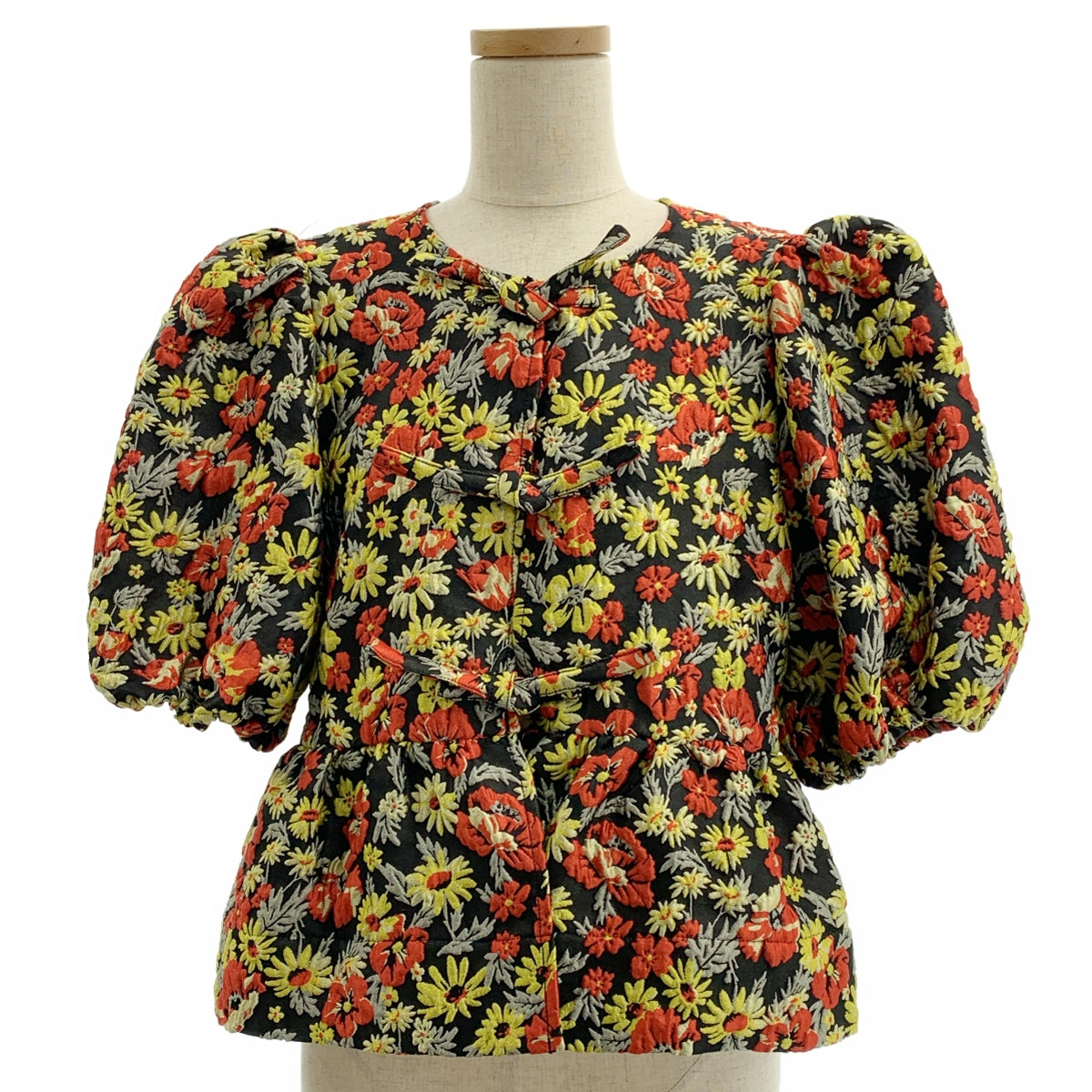 Ganni / 가니 | 3D Jacquard Peplum Blouse 페프람 블라우스 | 36 |