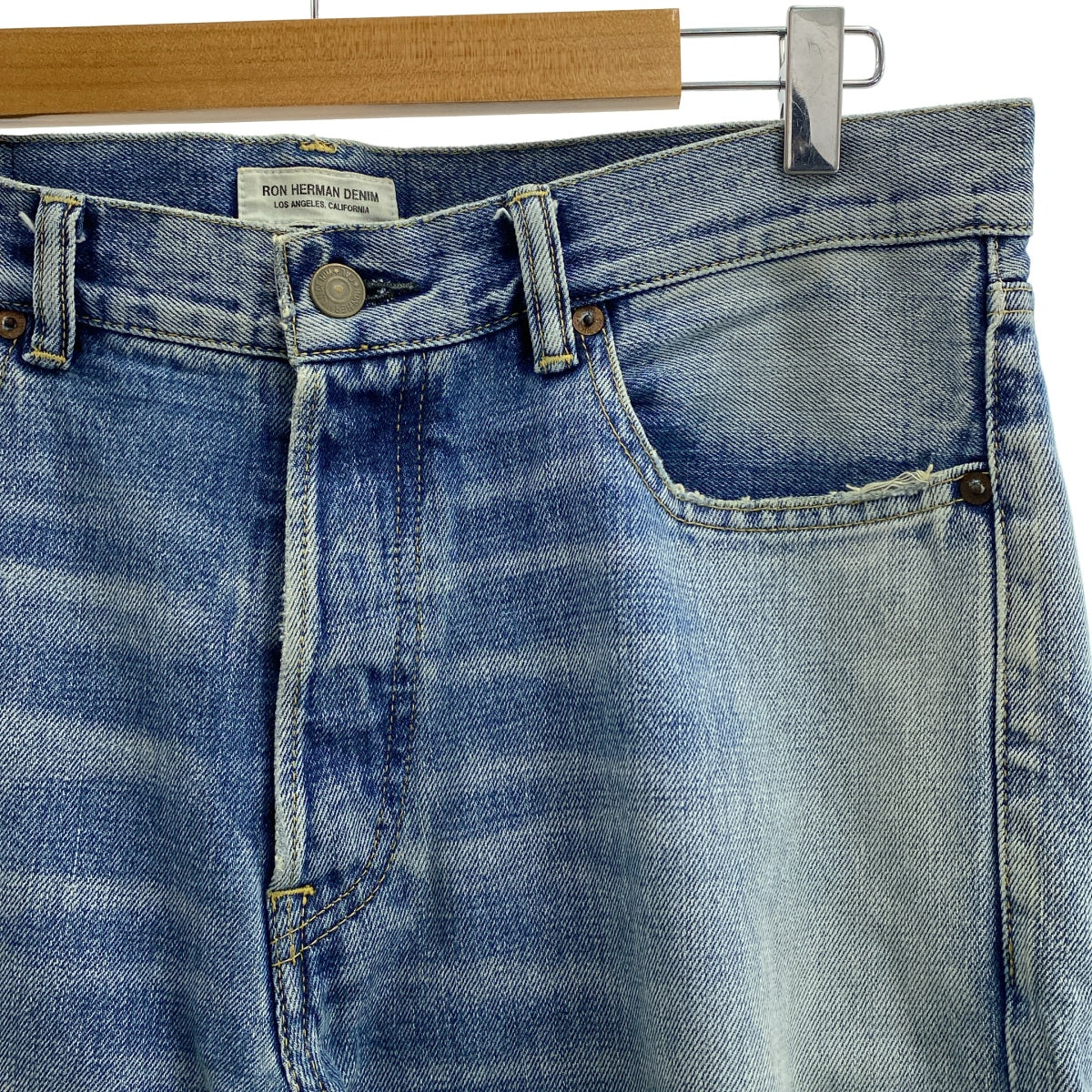 Ron Herman | 牛仔褲 | 做舊皮革貼布鑲邊牛仔褲 | L碼 | 男款