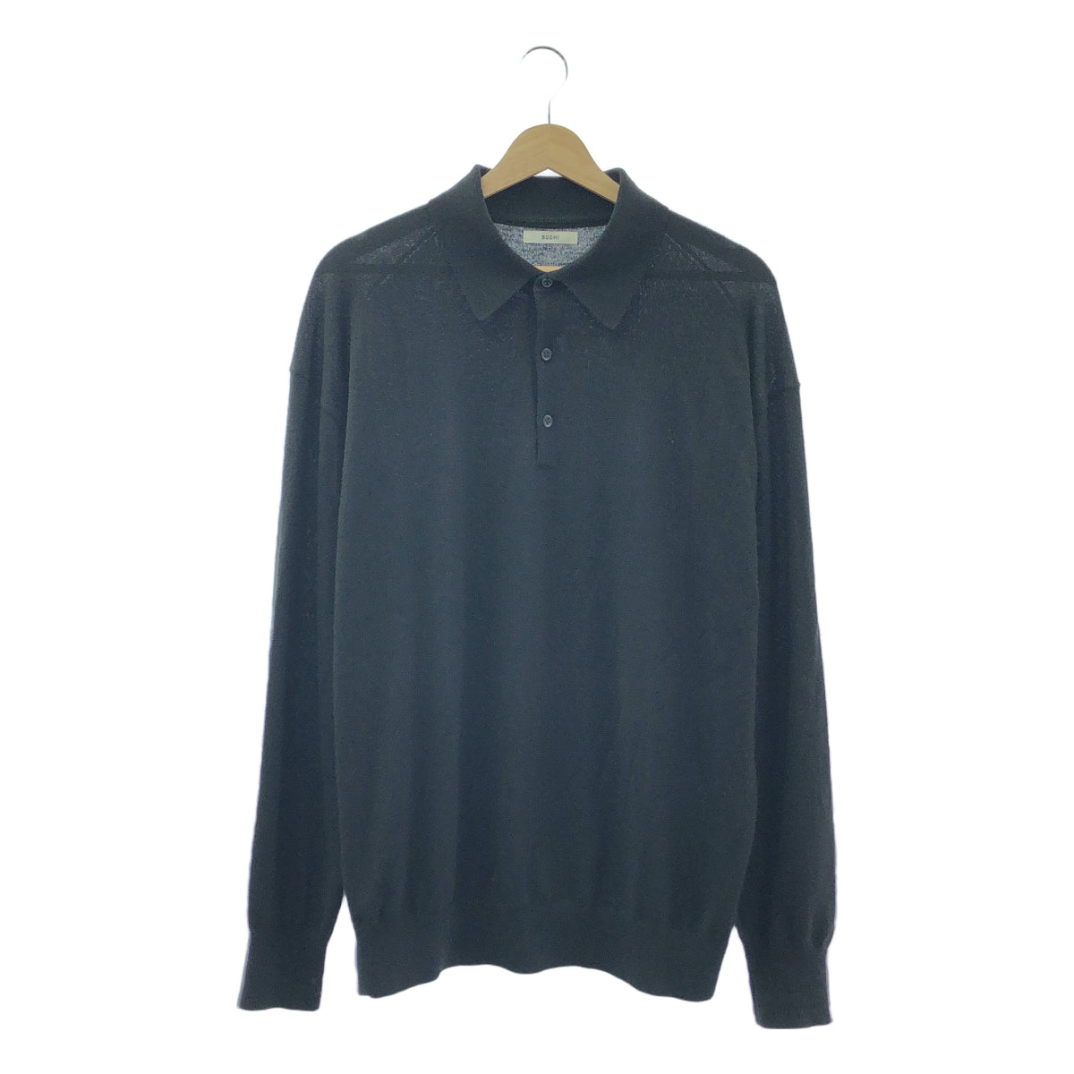 BODHI / ボーディ | 2024SS | EXLIGHT CASHMERE POLO エクスライト カシミヤニット 長袖 ポロシャツ | 2 | ブラック | メンズ