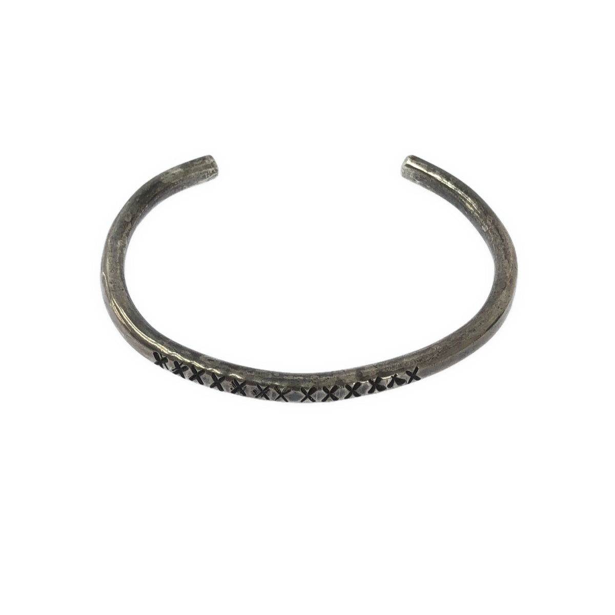 Indian Jewelry / 인디언 쥬얼리 | 스탬프 워크 좁은 팔찌 | 실버 | 남성