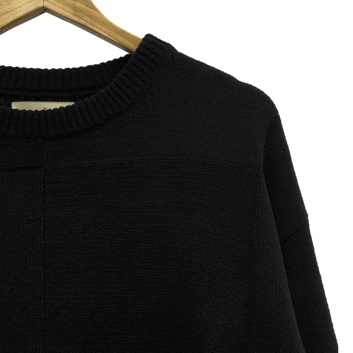 YOKE | 2022AW | BLOCK CHECKED CREWNECK SWEATER / Panel knit pullover | 2 | Black | Men's