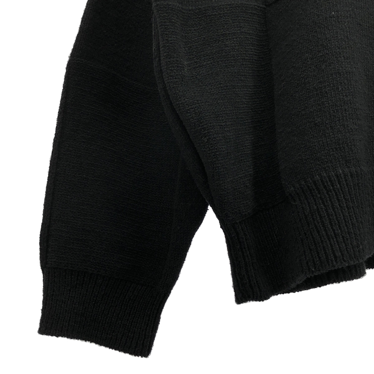 YOKE | 2022AW | BLOCK CHECKED CREWNECK SWEATER / Panel knit pullover | 2 | Black | Men's