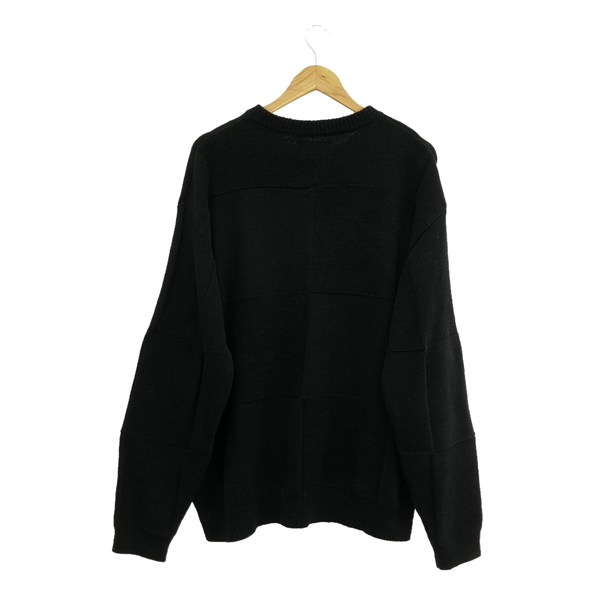 YOKE | 2022AW | BLOCK CHECKED CREWNECK SWEATER / Panel knit pullover | 2 | Black | Men's