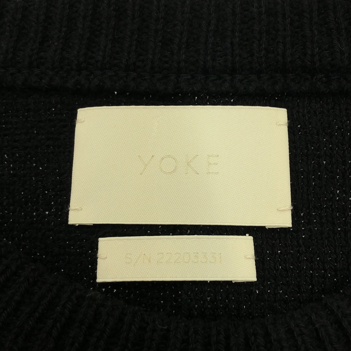 YOKE | 2022AW | BLOCK CHECKED CREWNECK SWEATER / Panel knit pullover | 2 | Black | Men's