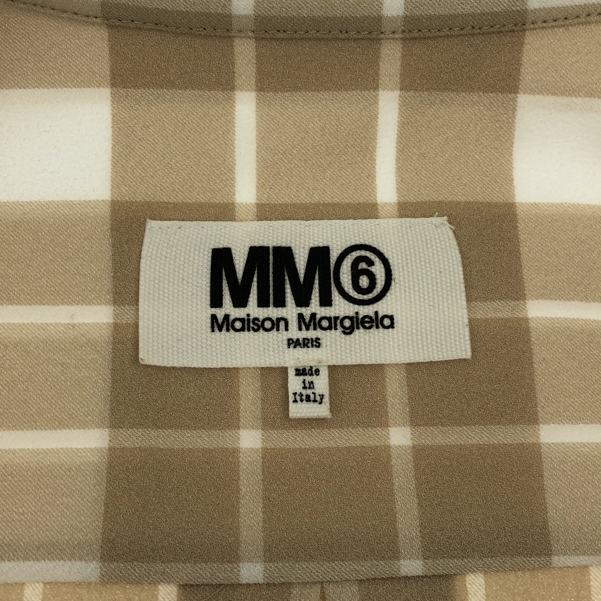MM6 Maison Margiela / エムエムシックスメゾンマルジェラ | チェック 切替 シャツ ワンピース | 40 | ベージュ/ブラック | レディース