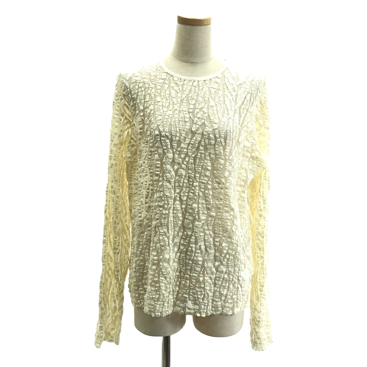 【美品】  JOHN LAWRENCE SULLIVAN / ジョンローレンスサリバン | 2024SS | Uneven lace ls top クルーネック レース カットソー | S | ホワイト | メンズ