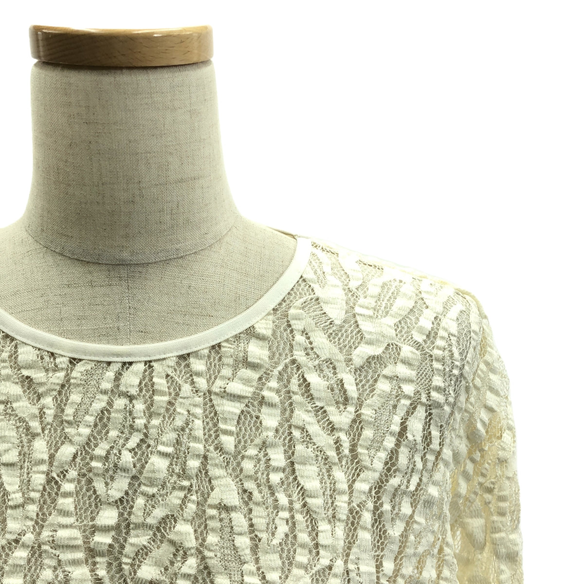 【美品】  JOHN LAWRENCE SULLIVAN / ジョンローレンスサリバン | 2024SS | Uneven lace ls top クルーネック レース カットソー | S | ホワイト | メンズ