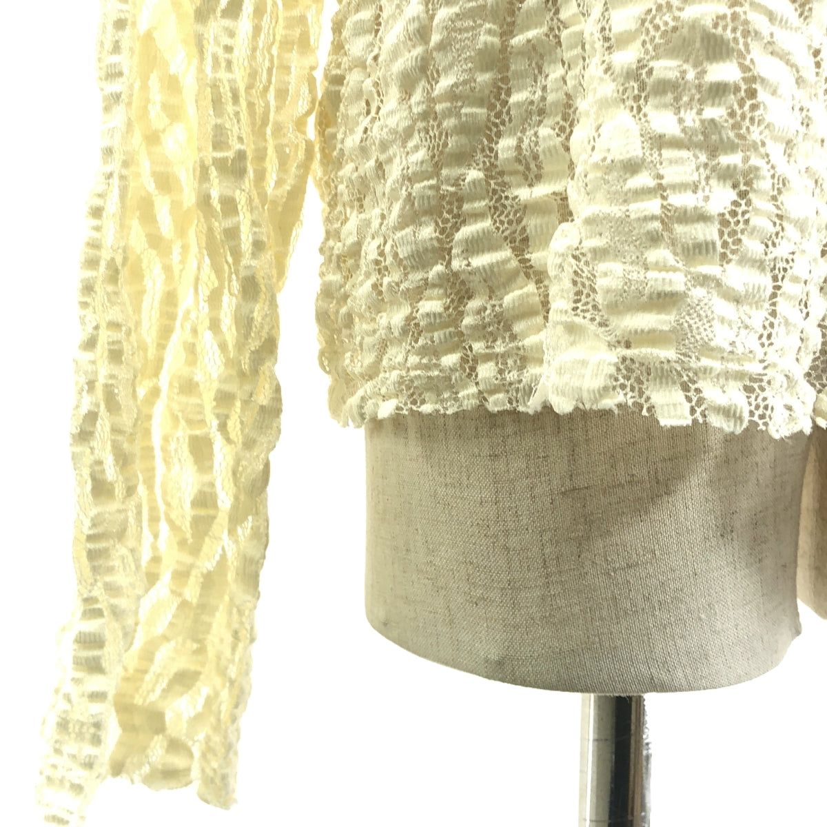 【美品】  JOHN LAWRENCE SULLIVAN / ジョンローレンスサリバン | 2024SS | Uneven lace ls top クルーネック レース カットソー | S | ホワイト | メンズ