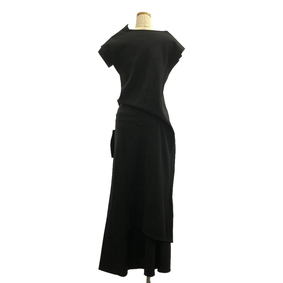 YOHJI YAMAMOTO +NOIR | Wool asymmetrical side slit modified sleeveless dress | 1 | Black | Women's