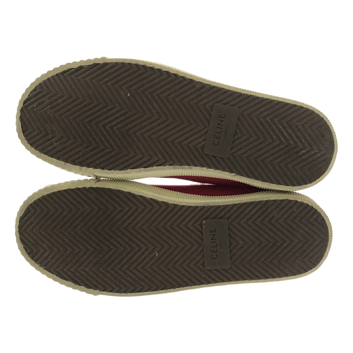 CELINE / セリーヌ | ブランク レースアップ キャンバス スニーカー | 37 | レッド/ホワイト | レディース