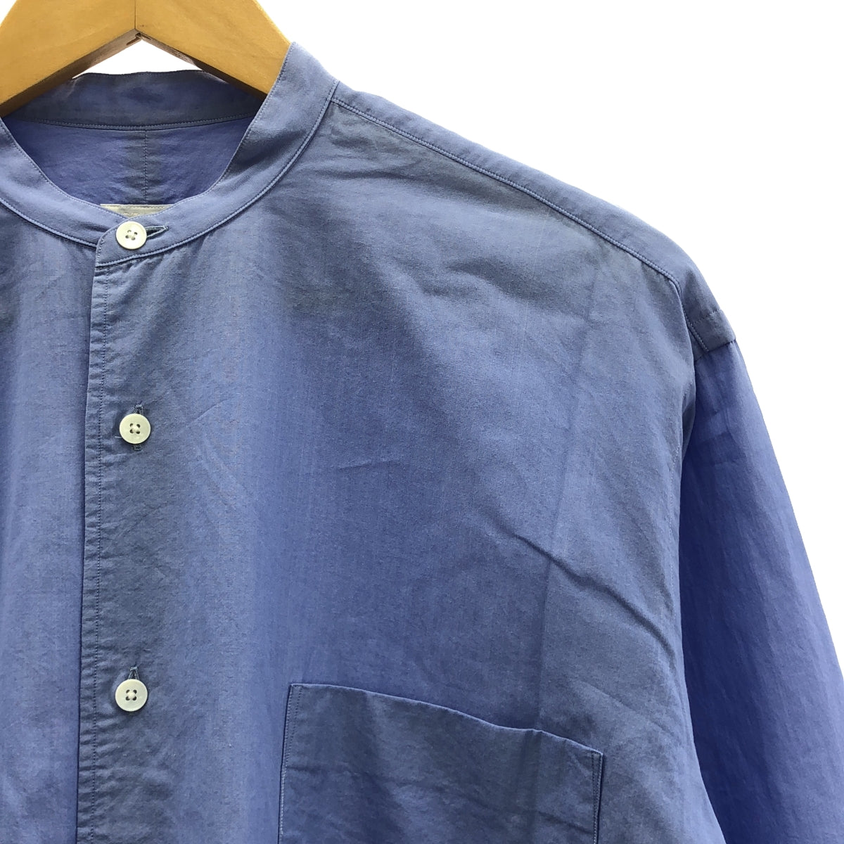 COMOLI / コモリ | コットン バンドカラー シャツワンピース | 0 | ライトブルー | レディース