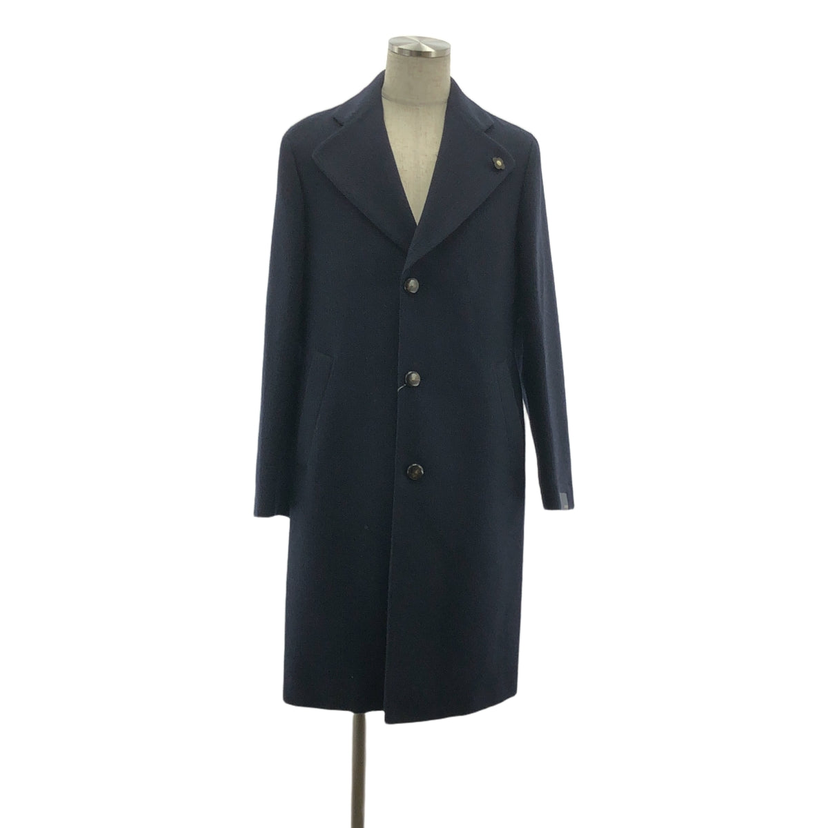 LARDINI / ラルディーニ | 2024AW | シャドウストライプ ワイドラペル チェスターコート | 46 | メンズ