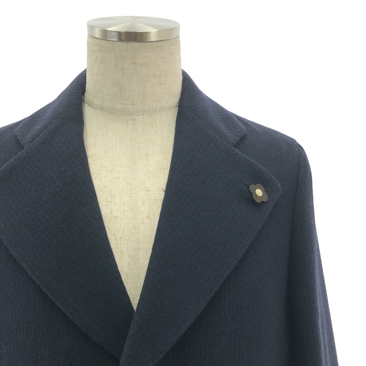 LARDINI / ラルディーニ | 2024AW | シャドウストライプ ワイドラペル チェスターコート | 46 | メンズ
